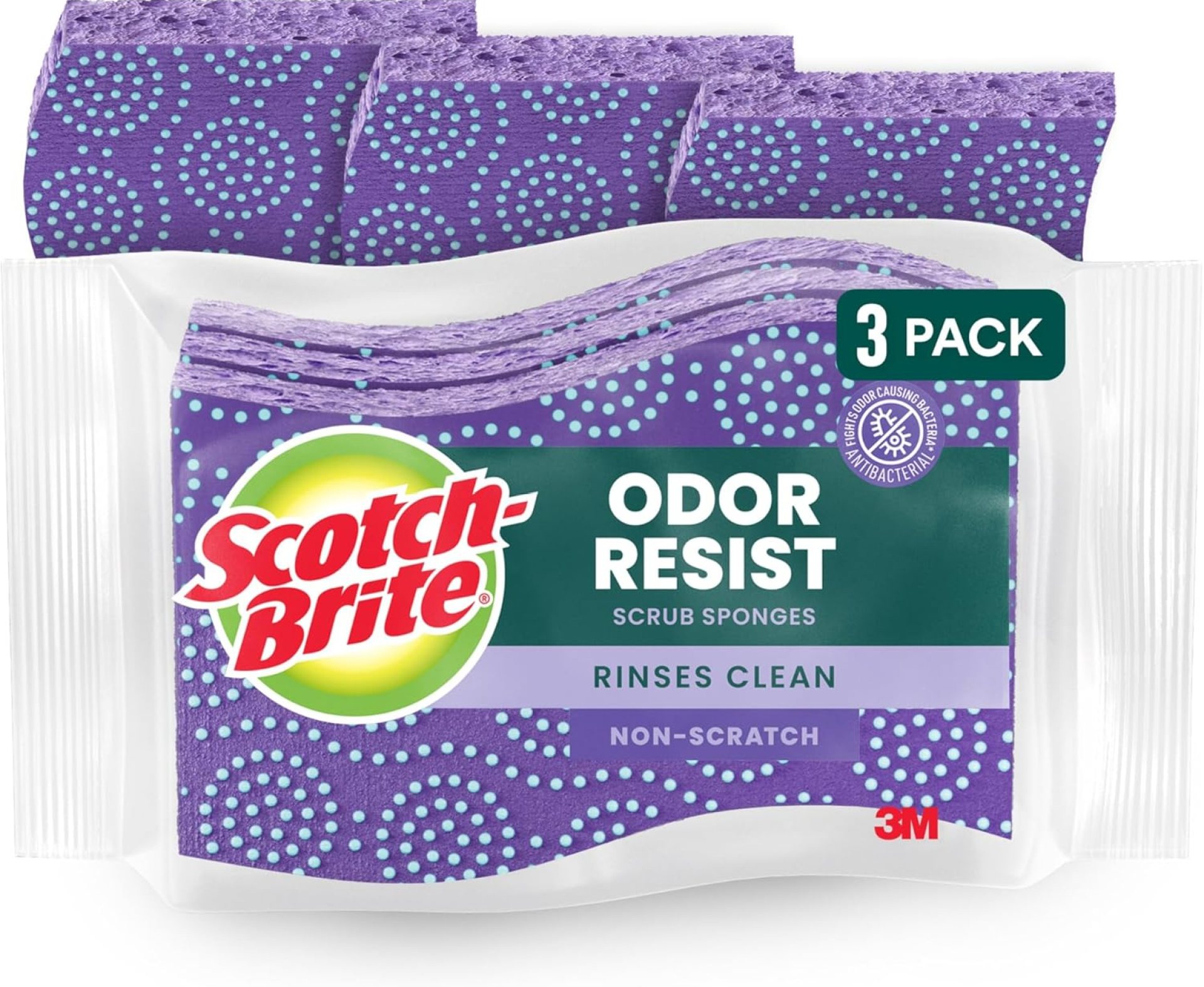 Scotch-Brite Scrub Dots Non-Scratch Scrub Sponge, Rinses Clean, for Washing Dishes and Cleaning Kitchen, 3 Scrub Sponges Scotch-Brite Scrub Dots Non-Scratch Scrub Sponge, Rinses Clean, for Washing Dishes and Cleaning Kitchen, 3 Scrub Sponges