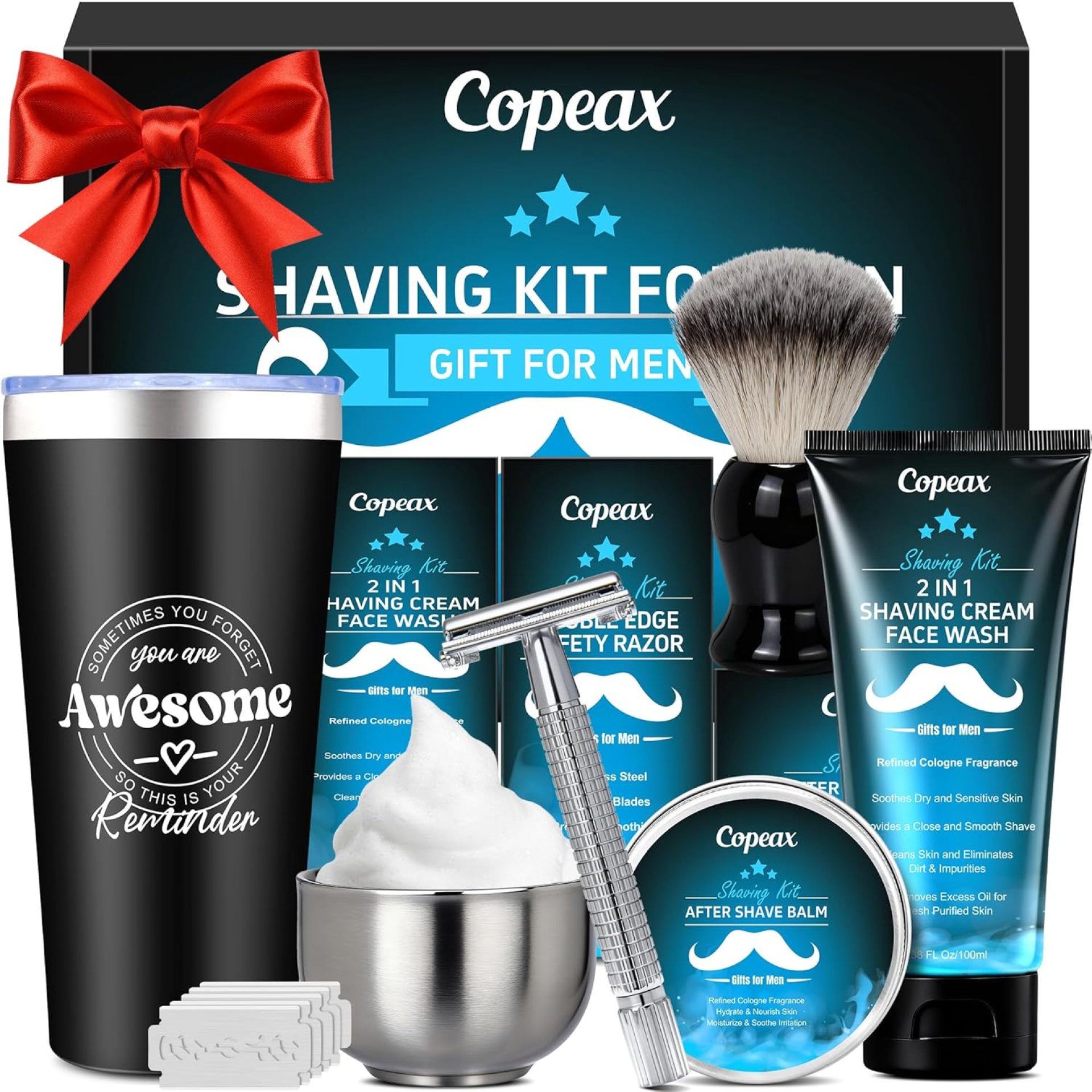 Shaving Kit for Men Sensitive Skin,Natural Cologne Shaving Cream,Balm,Bowl,Razor,Tumbler Cup,Mens Self Care &Grooming Valentines Fathers Day Birthday Gifts for Men Dad Him Boyfriend Christmas Gift Set Shaving Kit for Men Sensitive Skin,Natural Cologne Shaving Cream,Balm,Bowl,Razor,Tumbler Cup,Mens Self Care &Grooming Valentines Fathers Day Birthday Gifts for Men Dad Him Boyfriend Christmas Gift Set