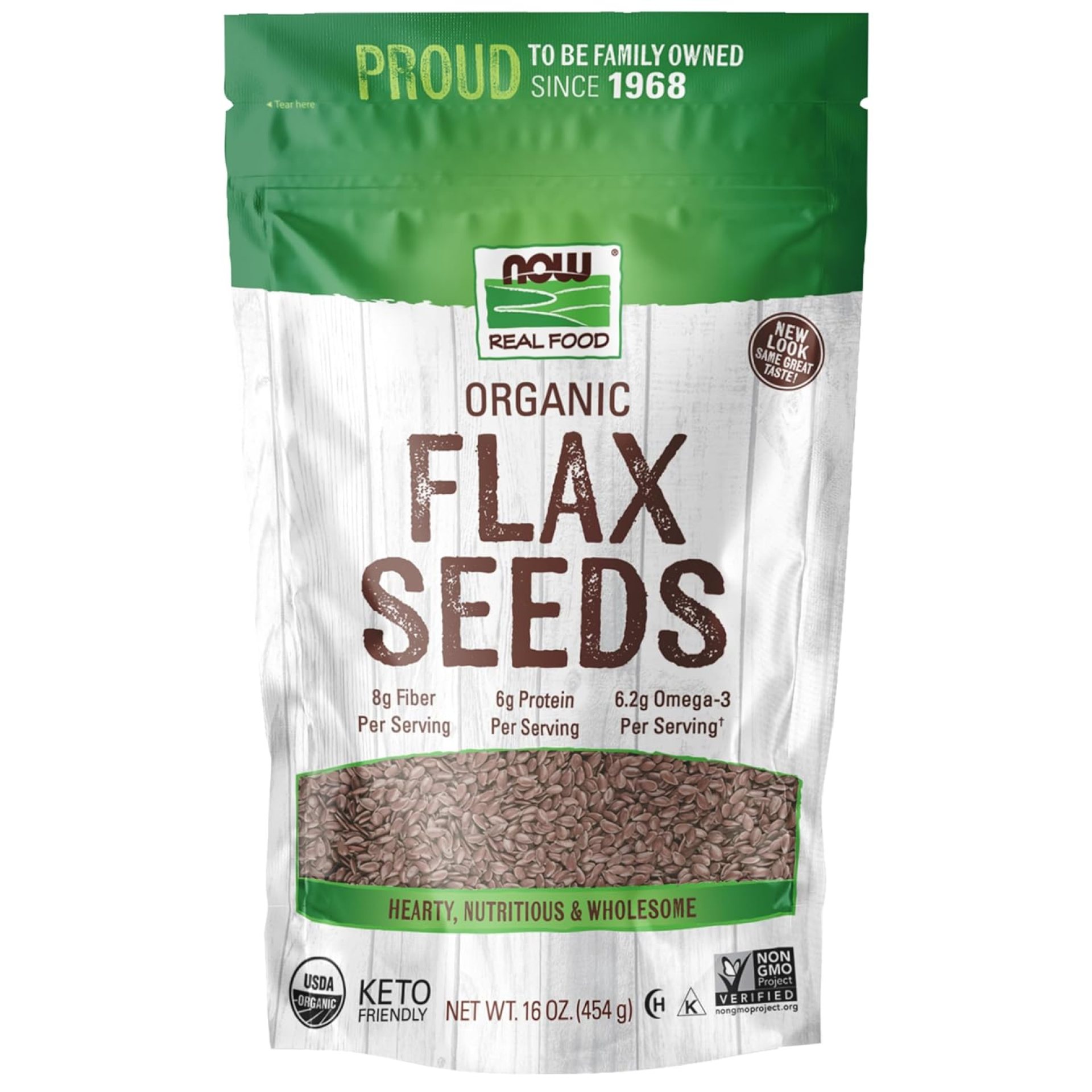 NOW Foods, Organic Flax Seeds, Source of Essential Fatty Acids and Fiber, Certified Non-GMO, Kosher, 1-Pound (Packaging May Vary) NOW Foods, Organic Flax Seeds, Source of Essential Fatty Acids and Fiber, Certified Non-GMO, Kosher, 1-Pound (Packaging May Vary)