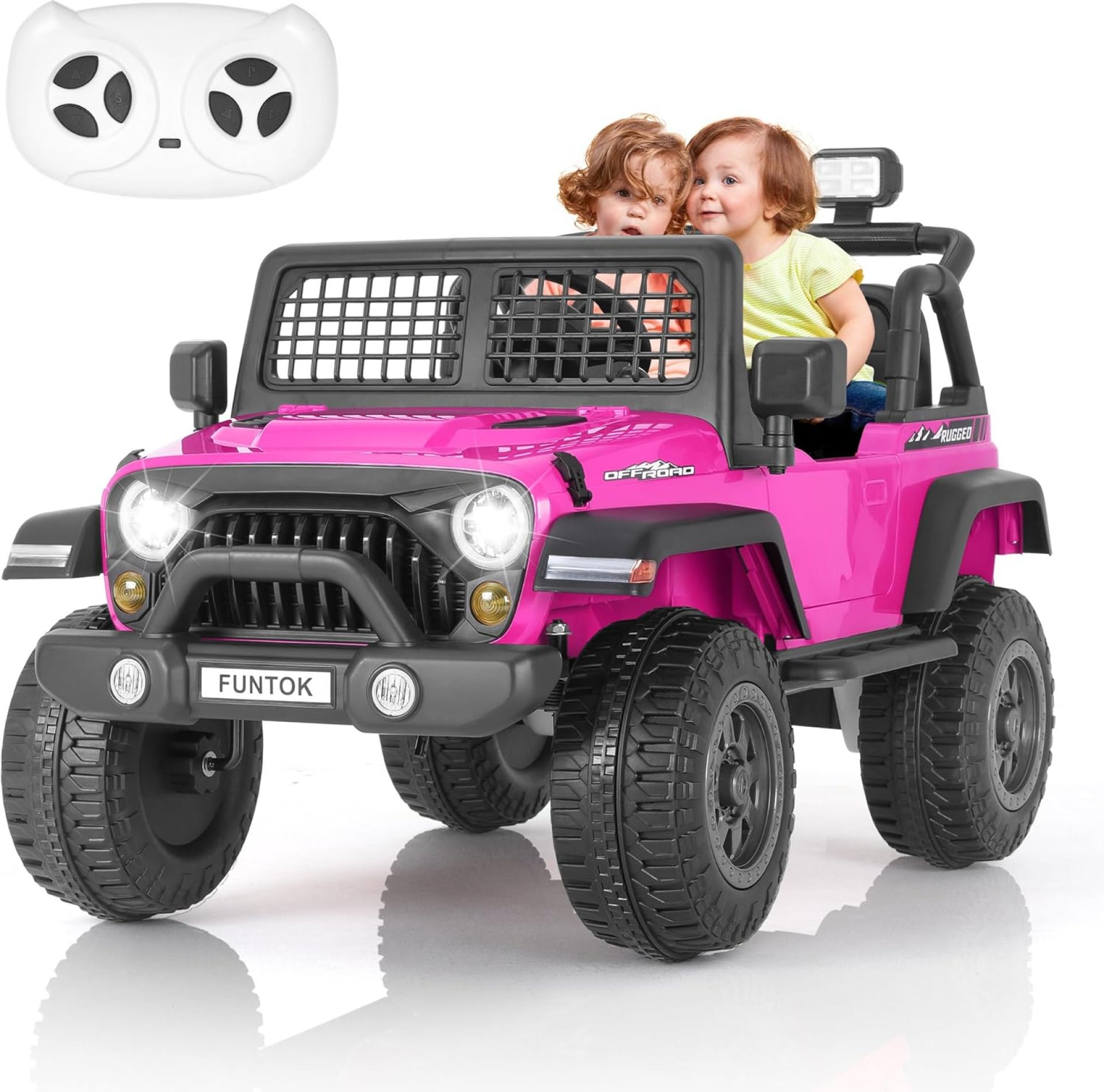 2 Seater Ride on Car, 12V 7AH Electric Car with Parent Remote Control, Spring Suspension, LED Headlight & Music Player, 3 Speeds Kids Cars to Drive, Pink 2 Seater Ride on Car, 12V 7AH Electric Car with Parent Remote Control, Spring Suspension, LED Headlight & Music Player, 3 Speeds Kids Cars to Drive, Pink