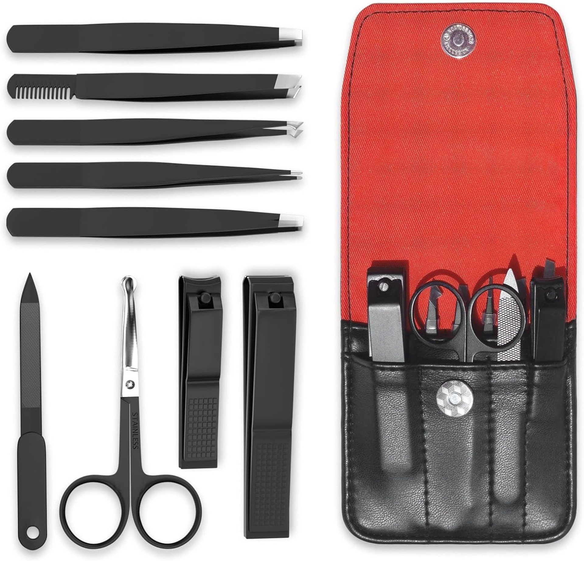 Nail Clippers Tweezers Set 9PCS Professional Stainless Steel Manicure Grooming kit with Travel Leather Case for Men and Women Nail Clippers Tweezers Set 9PCS Professional Stainless Steel Manicure Grooming kit with Travel Leather Case for Men and Women