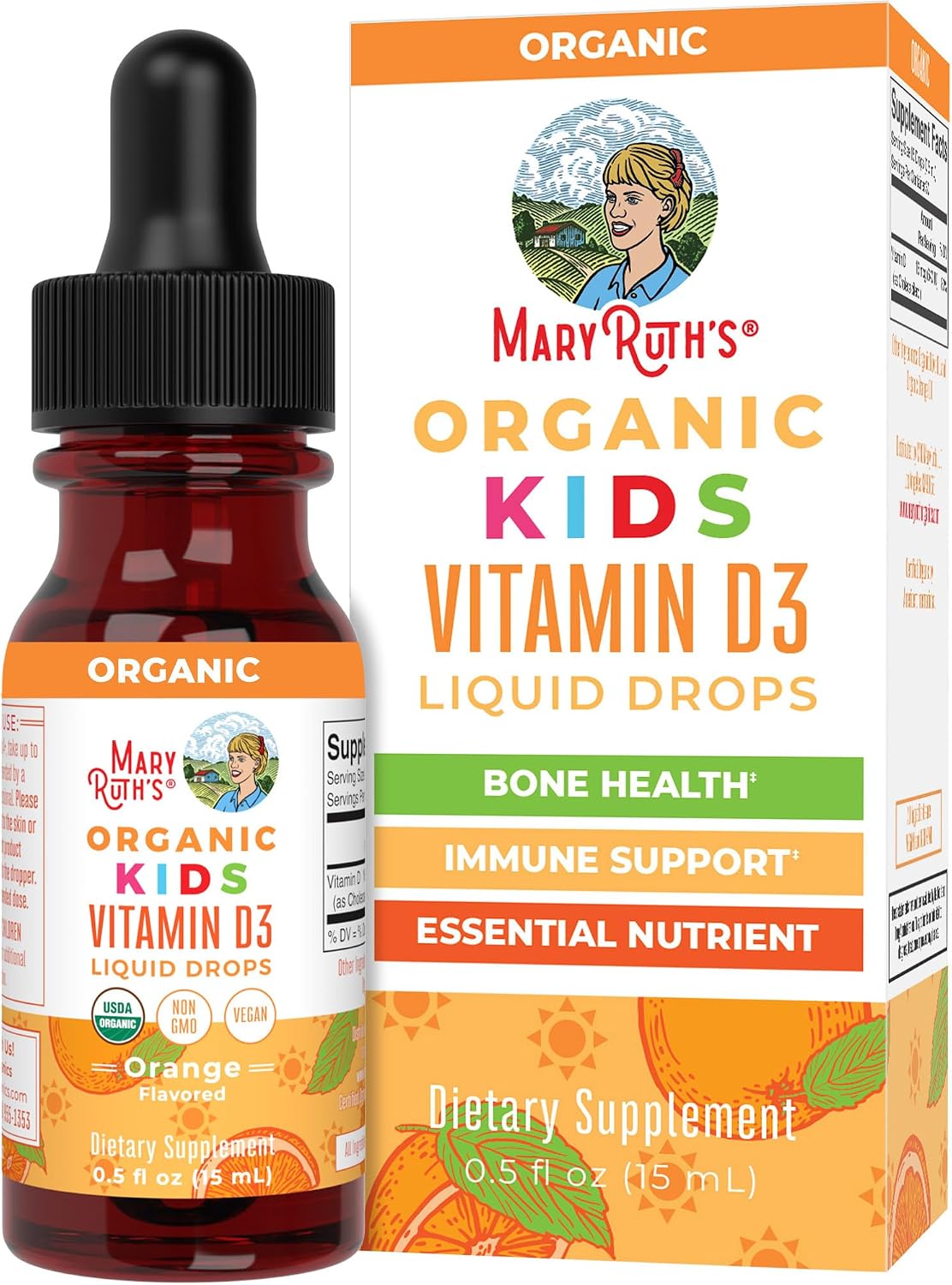 MaryRuth Organics USDA Organic Vitamin D3 Liquid Drops for Kids | 640 IU Vitamin D3 Per Serving | Kids Immune Support & Bone Health Supplement | Formulated for Ages 4-13 | 0.5oz | 30 Servings MaryRuth Organics USDA Organic Vitamin D3 Liquid Drops for Kids | 640 IU Vitamin D3 Per Serving | Kids Immune Support & Bone Health Supplement | Formulated for Ages 4-13 | 0.5oz | 30 Servings
