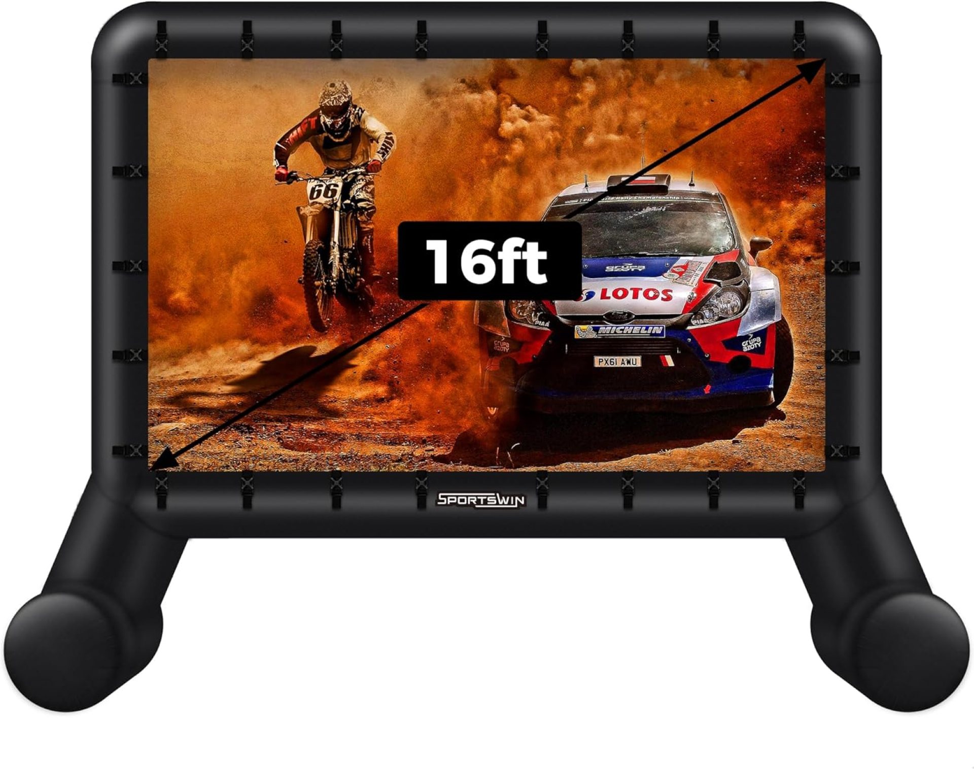 16FT Inflatable Outdoor Movie Screen, Blow up Projector Screen Outdoor with Air Blower, Movie Screens for Backyard with one Piece Design, Front & Rear Projection, Easy Set up 16FT Inflatable Outdoor Movie Screen, Blow up Projector Screen Outdoor with Air Blower, Movie Screens for Backyard with one Piece Design, Front & Rear Projection, Easy Set up