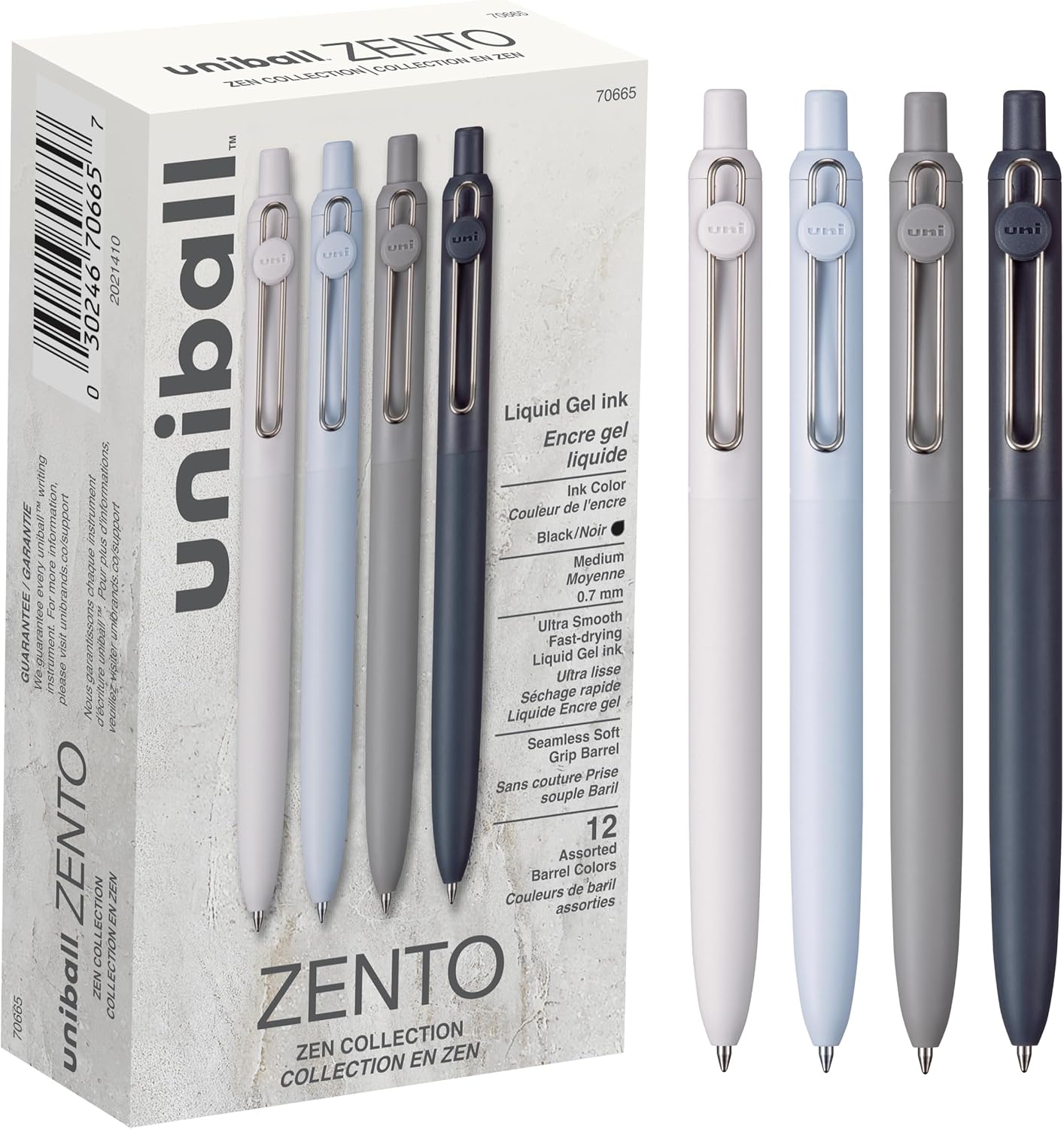 Uniball Zento Gel Ink Rollerball Pens, 12 Black Medium Point Smooth Writing Pens, Colored Japanese Pens, Zen Colors Uniball Zento Gel Ink Rollerball Pens, 12 Black Medium Point Smooth Writing Pens, Colored Japanese Pens, Zen Colors