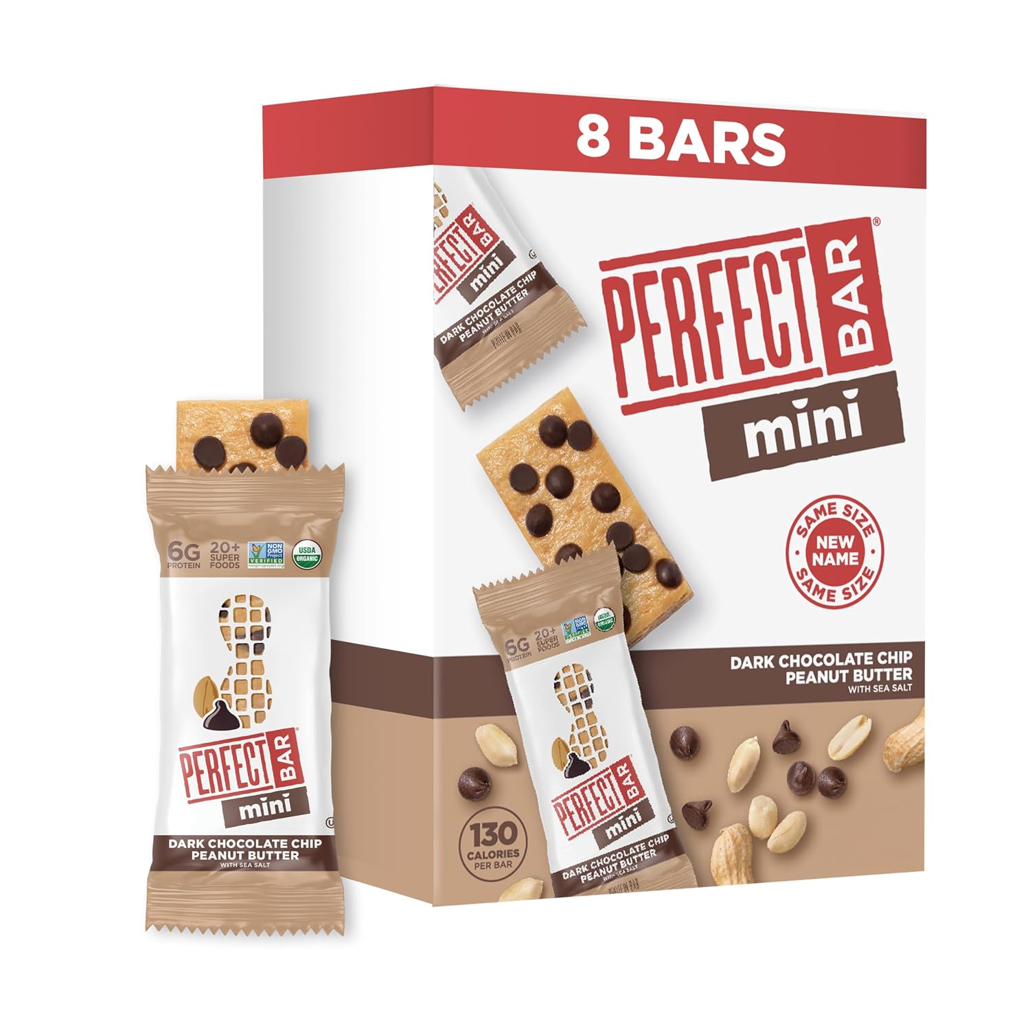 Perfect Bar Mini Dark Chocolate Chip Peanut Butter Protein Bar, Organic, 8 count, 0.88 oz Perfect Bar Mini Dark Chocolate Chip Peanut Butter Protein Bar, Organic, 8 count, 0.88 oz