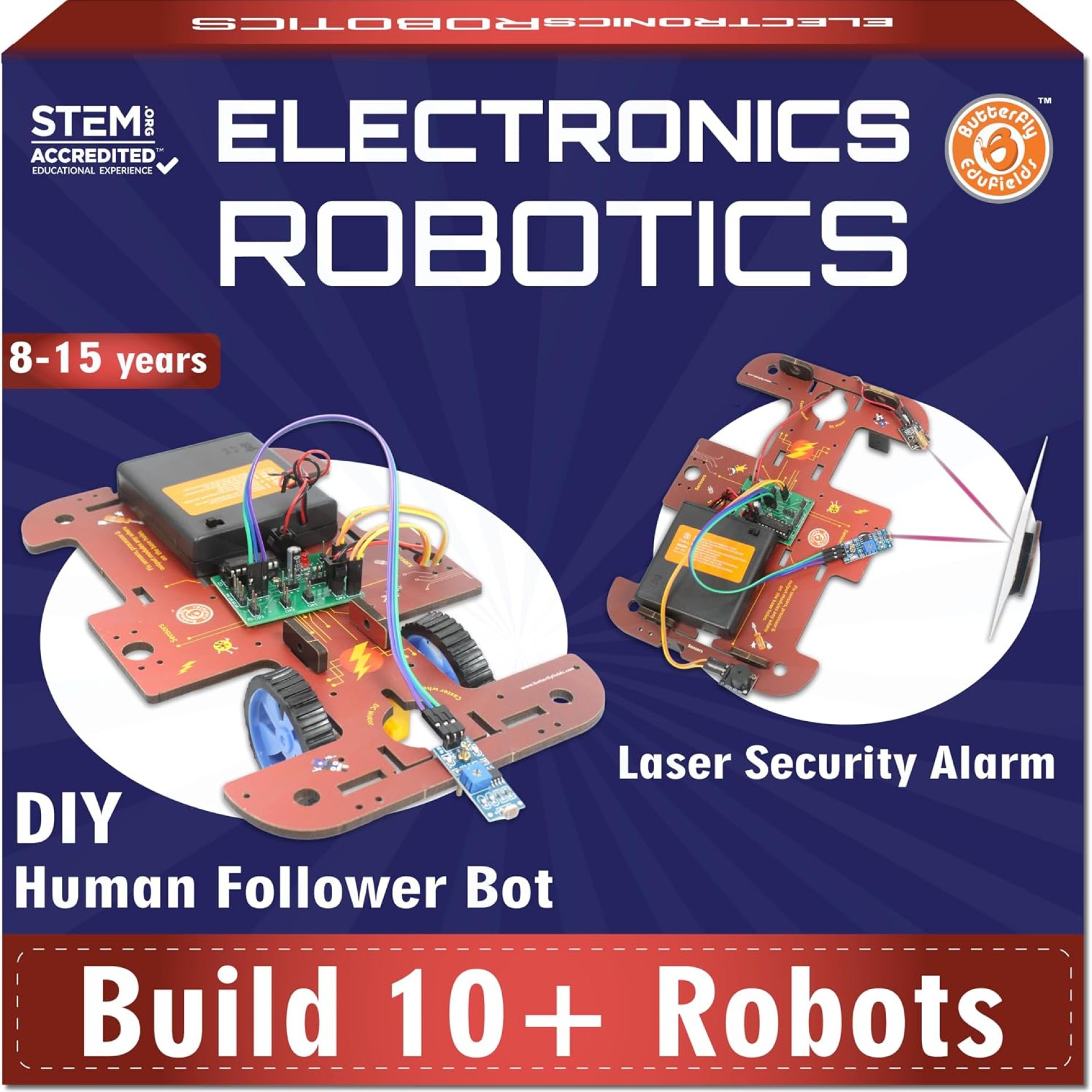 Butterfly EduFields 10-in-1 STEM Robotics Kit for Kids Ages 8-14 | Electronics & Engineering Science Kit with Circuit Board Projects | Educational Robot Building Kit Butterfly EduFields 10-in-1 STEM Robotics Kit for Kids Ages 8-14 | Electronics & Engineering Science Kit with Circuit Board Projects | Educational Robot Building Kit