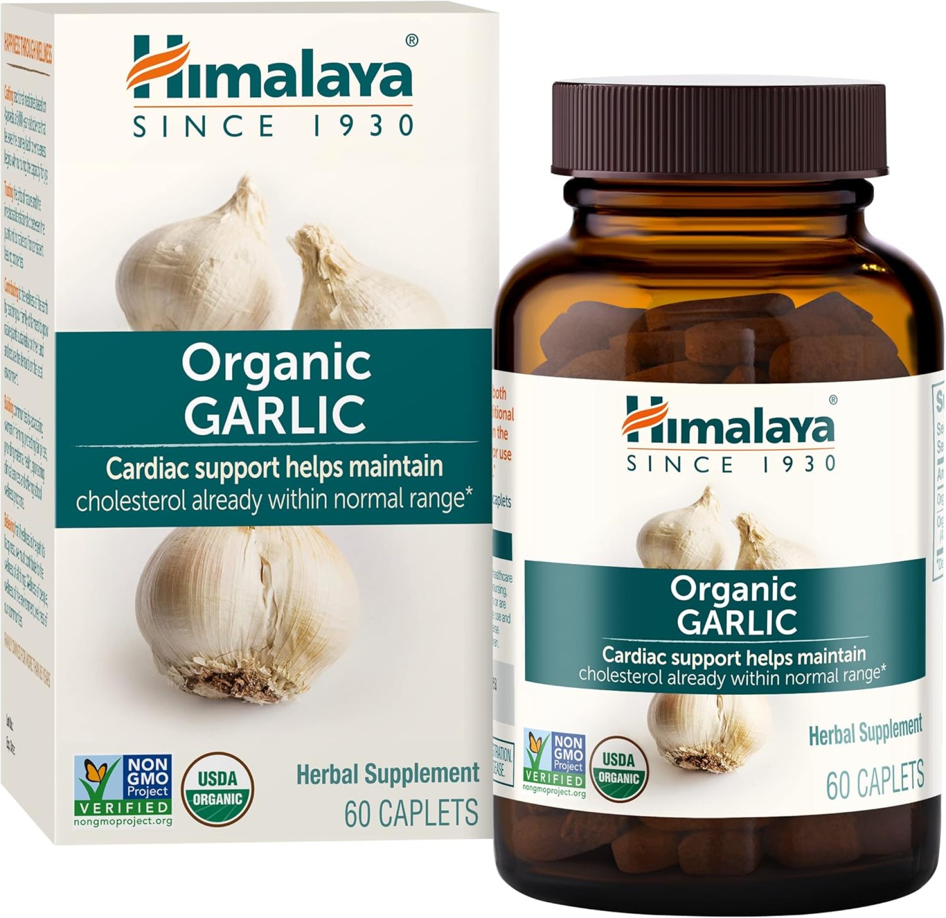 Himalaya Organic Garlic, for Lipid Metabolism and Immune Support, 1,400 mg, 60 Caplets, 1 Month Supply Himalaya Organic Garlic, for Lipid Metabolism and Immune Support, 1,400 mg, 60 Caplets, 1 Month Supply