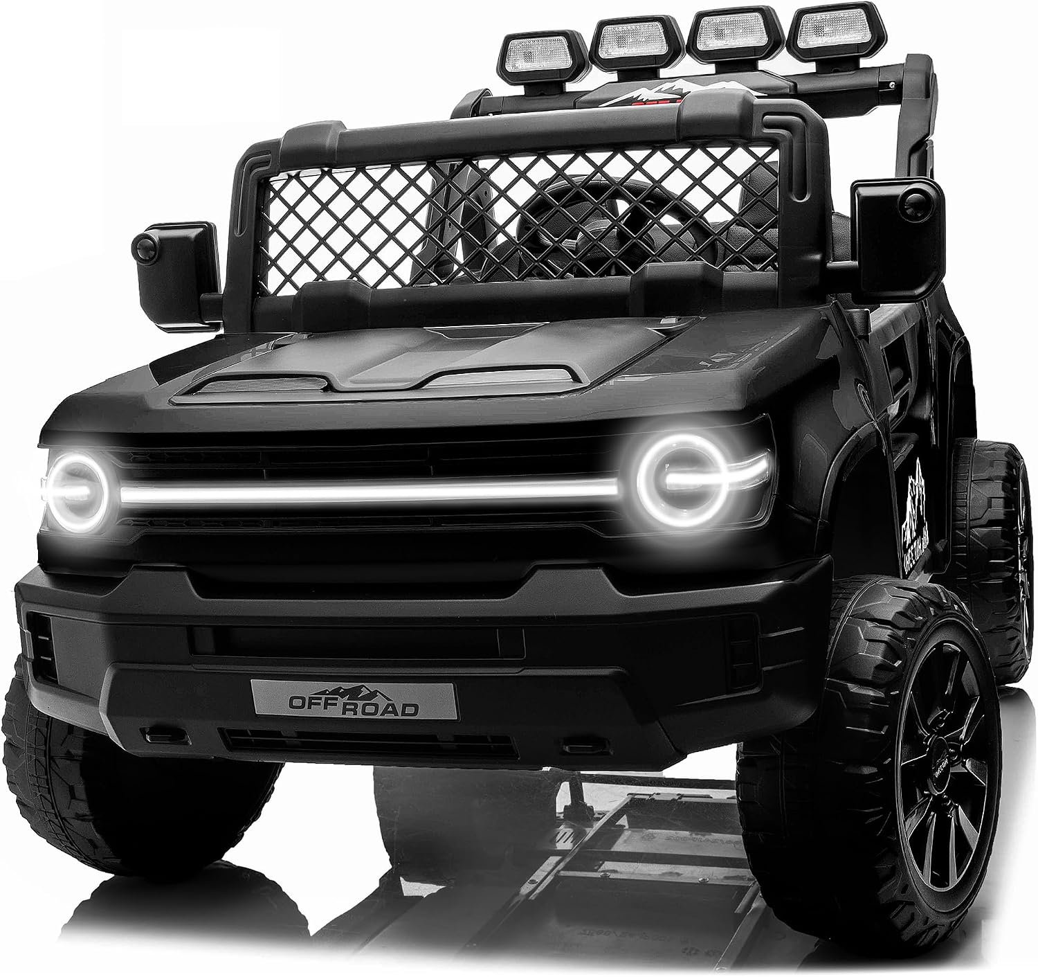 XL 24V 2 Seater Ride on Toys for Big Kids w/ 132lb Weight Capacity, 4WD Ride on Car Truck with 22″ Seat, Remote Control, Max Speed 5 MPH, LED Lights, Music, Toy Shovel, Soft Start (Black) XL 24V 2 Seater Ride on Toys for Big Kids w/ 132lb Weight Capacity, 4WD Ride on Car Truck with 22″ Seat, Remote Control, Max Speed 5 MPH, LED Lights, Music, Toy Shovel, Soft Start (Black)