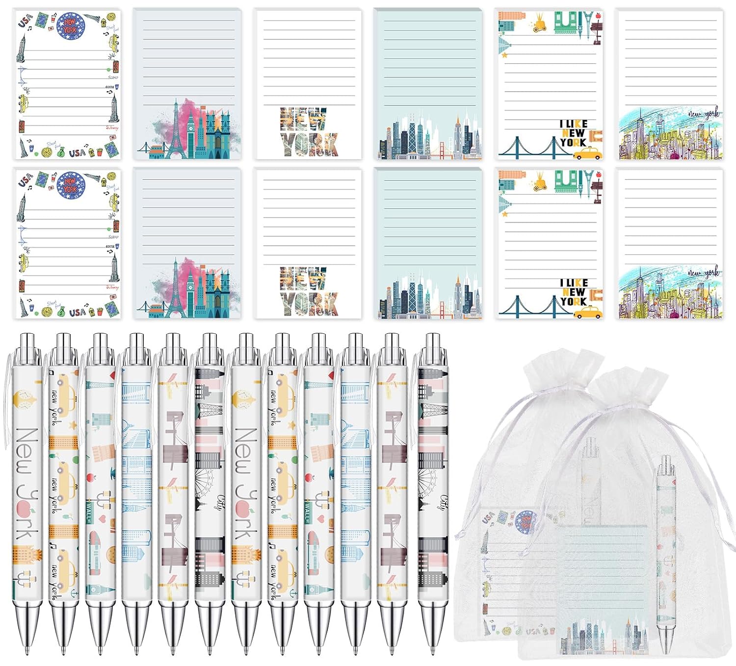 Beupy 24PCS New York City Retractable Ballpoint Pen with 24 Pcs Lined Sticky Note Notepads New York Souvenirs NYC Gifts Bulk for NY Lover Souvenirs Traveler Gifts Student School Office Supplies Beupy 24PCS New York City Retractable Ballpoint Pen with 24 Pcs Lined Sticky Note Notepads New York Souvenirs NYC Gifts Bulk for NY Lover Souvenirs Traveler Gifts Student School Office Supplies