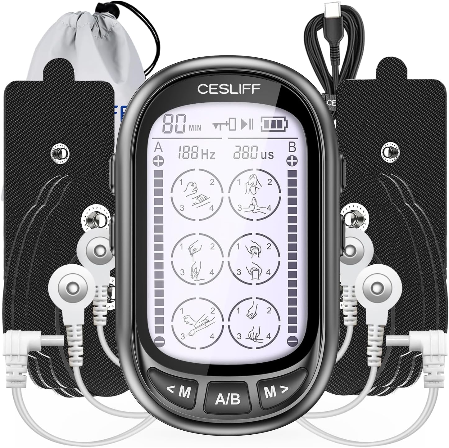 Dual Channel TENS EMS Unit 24 Modes 36 Levels, Upgraded Large Screen Intensity Muscle Stimulator for Back Neck Shoulder Pain Relief, Rechargeable Electric Pulse Massager TENS Machine with 10 Pads Dual Channel TENS EMS Unit 24 Modes 36 Levels, Upgraded Large Screen Intensity Muscle Stimulator for Back Neck Shoulder Pain Relief, Rechargeable Electric Pulse Massager TENS Machine with 10 Pads