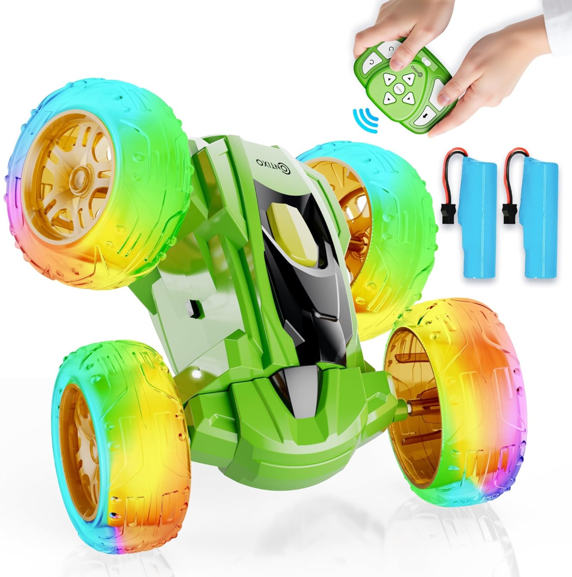 Contixo SC3A Toy Remote Control Car for Kids with Double-Sided 360° Rotating Stunt, 4WD Off-Road RC Cars with LED Lights, Birthday for Boys and Girls Ages 4 5 6 7 – Green Contixo SC3A Toy Remote Control Car for Kids with Double-Sided 360° Rotating Stunt, 4WD Off-Road RC Cars with LED Lights, Birthday for Boys and Girls Ages 4 5 6 7 – Green