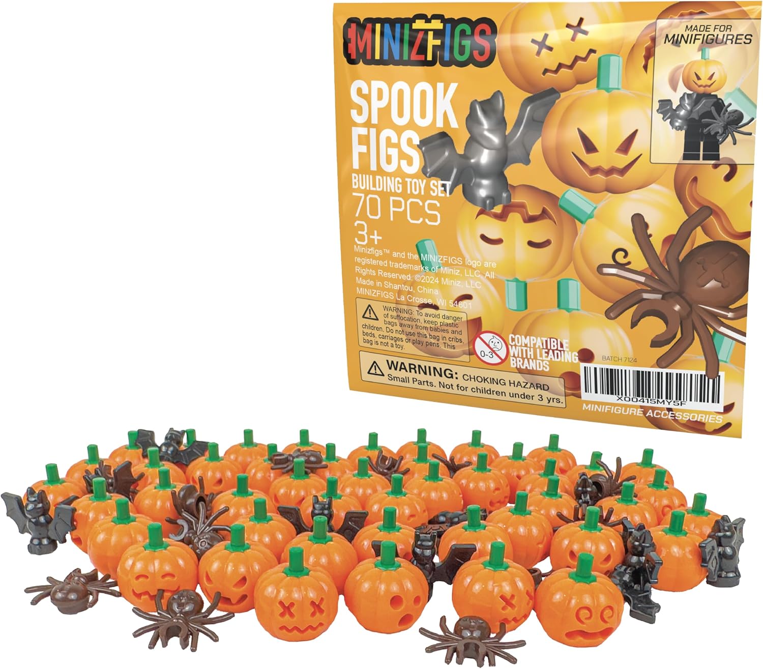 Halloween Spooky Pumpkin Set – 70 Piece Bulk Orange Jack-O-Lantern Pumpkins, Bats, Spiders Classic Building Toy Accessories for Lego Minifigures | Compatible with Most Major Brands Halloween Spooky Pumpkin Set – 70 Piece Bulk Orange Jack-O-Lantern Pumpkins, Bats, Spiders Classic Building Toy Accessories for Lego Minifigures | Compatible with Most Major Brands