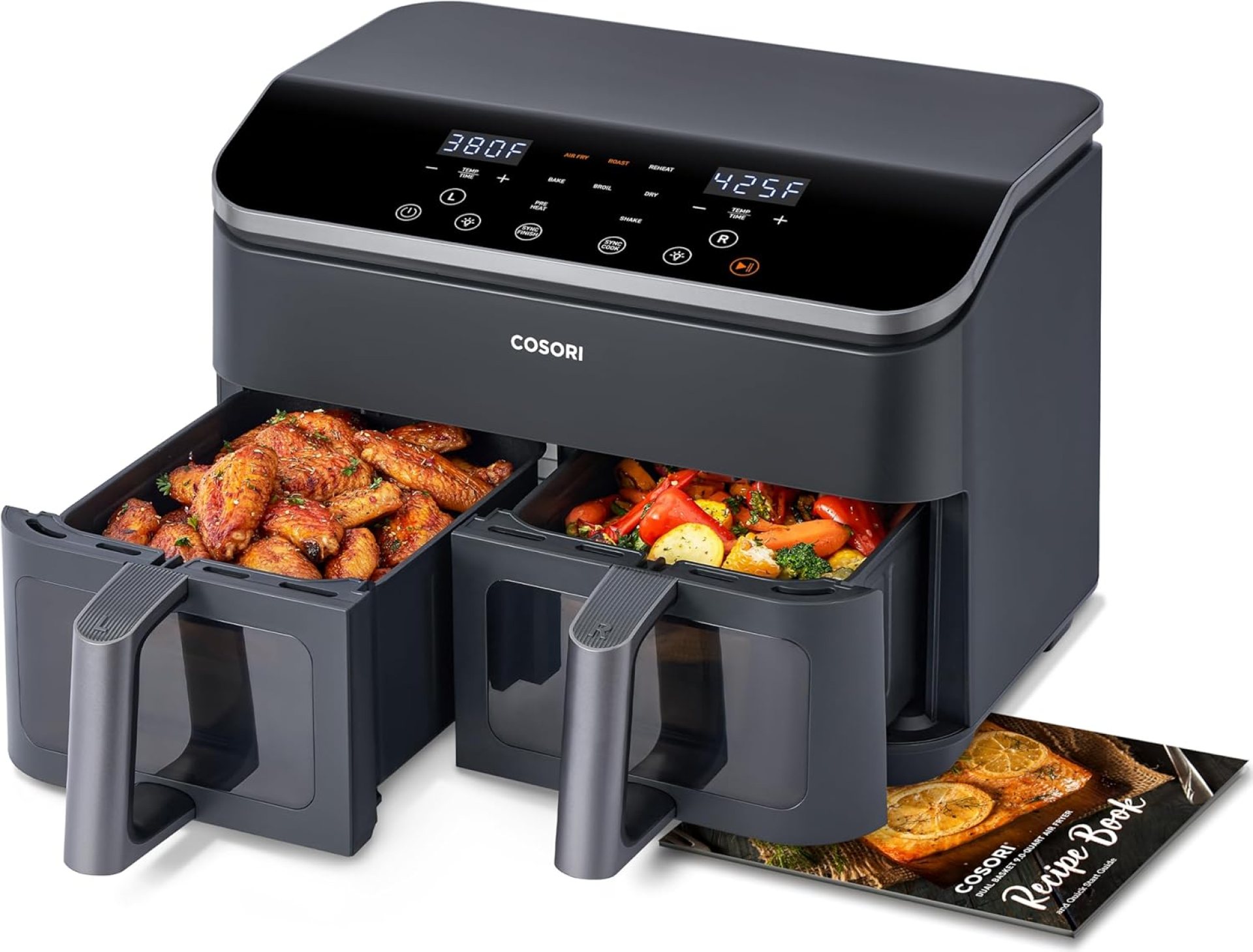 COSORI 9Qt 10-in-1 Dual Air Fryer, Fresh Balanced Meals for Family and Children with Double Baskets, Sync Cook & Finish to Bake, Roast, Reheat, Broil & 130 Recipes for Easy Cooking, Dishwasher Safe COSORI 9Qt 10-in-1 Dual Air Fryer, Fresh Balanced Meals for Family and Children with Double Baskets, Sync Cook & Finish to Bake, Roast, Reheat, Broil & 130 Recipes for Easy Cooking, Dishwasher Safe