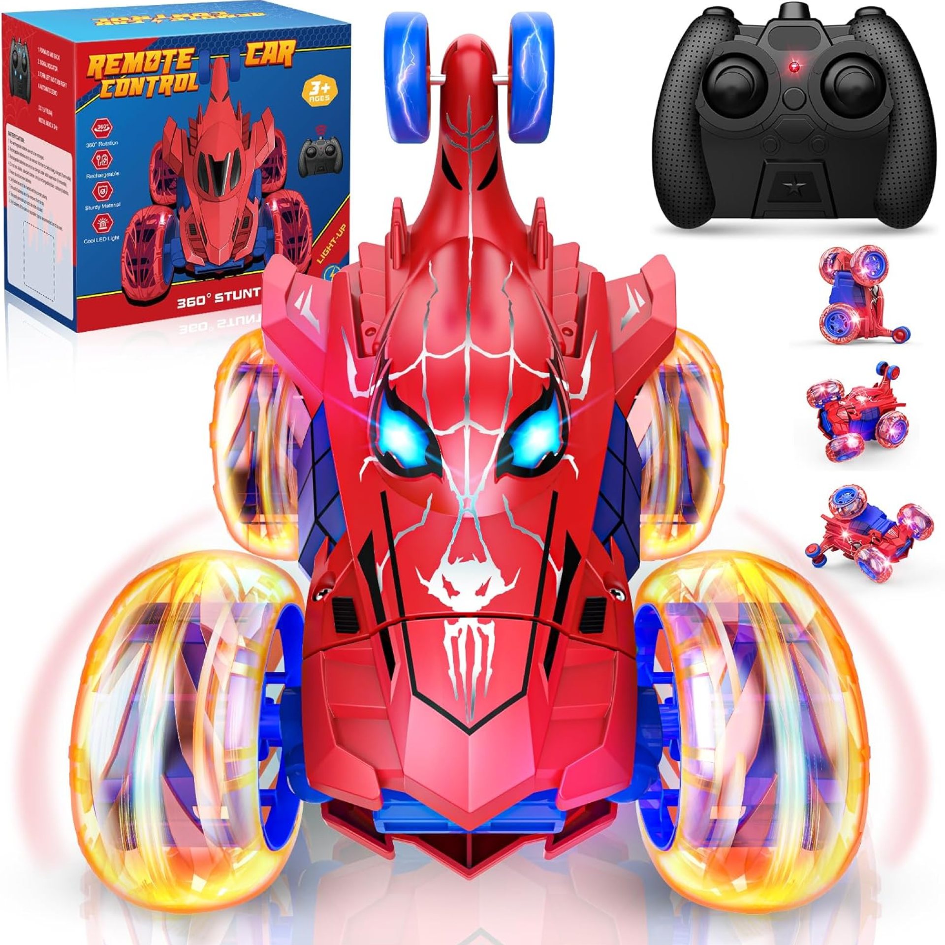 Spider Remote Control Car RC Cars Toys for Boys Ages 4-12,Cool Rechargeable Stunt RC Car with 360 Flips 4WD Wheel Lights,Fun Outdoor Toys Gifts for Kids Birthday Chritmas 4 5 6 7 8 9 10 11 12 Year Old Spider Remote Control Car RC Cars Toys for Boys Ages 4-12,Cool Rechargeable Stunt RC Car with 360 Flips 4WD Wheel Lights,Fun Outdoor Toys Gifts for Kids Birthday Chritmas 4 5 6 7 8 9 10 11 12 Year Old