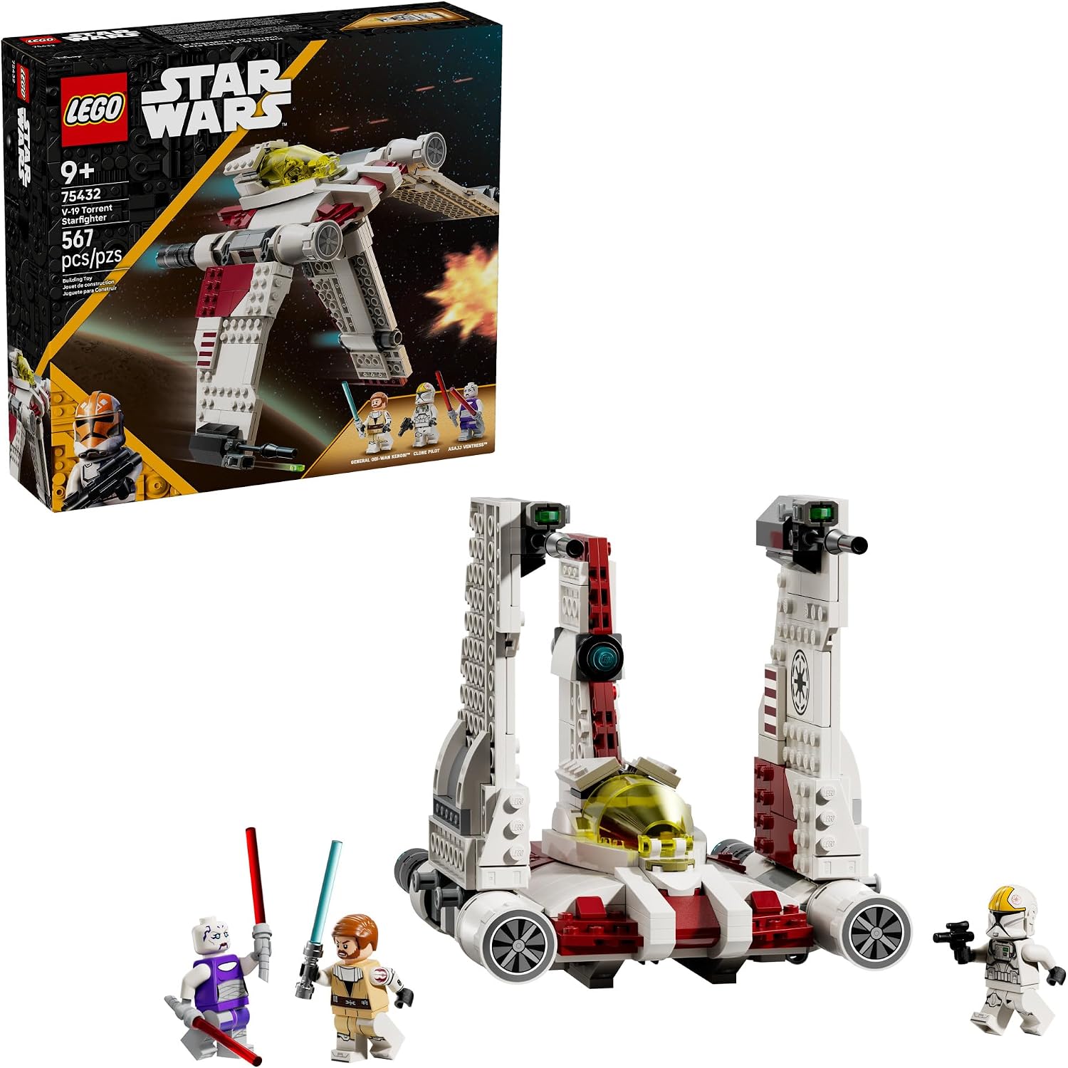 LEGO Star Wars: The Clone Wars V-19 Torrent Starfighter Building Toy – Pretend Play Set for Boys & Girls, Ages 9+ – Starship Model Kit W/ 3 Minifigures – Gift Idea for Birthdays – 75432 LEGO Star Wars: The Clone Wars V-19 Torrent Starfighter Building Toy – Pretend Play Set for Boys & Girls, Ages 9+ – Starship Model Kit W/ 3 Minifigures – Gift Idea for Birthdays – 75432