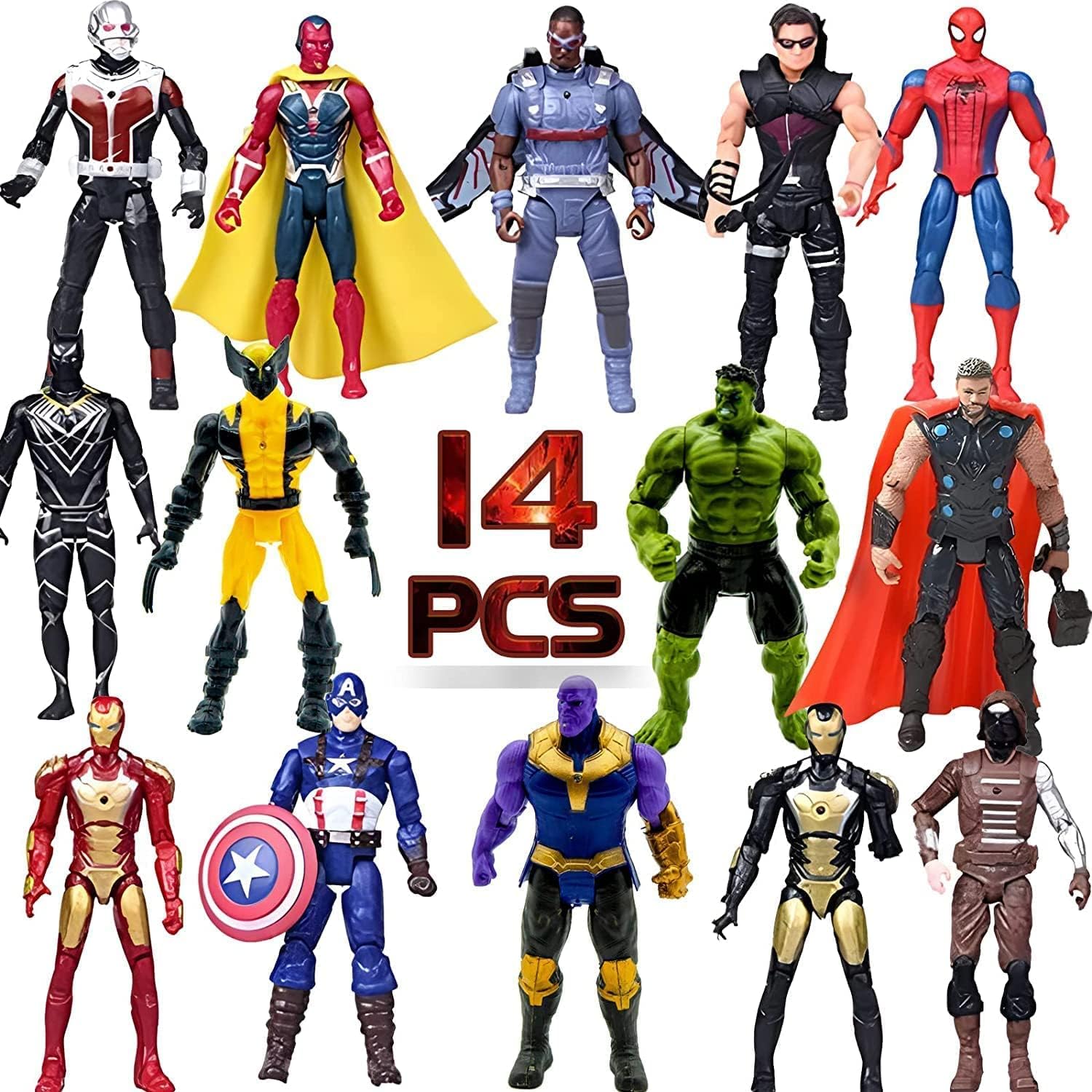 14 pcs Big Set Superhero Action Figures – Collectible Models 6.5-inches Tall, Exclusive Set Superhero Toys, for Kids, Figure Cake Topper 14 pcs Big Set Superhero Action Figures – Collectible Models 6.5-inches Tall, Exclusive Set Superhero Toys, for Kids, Figure Cake Topper