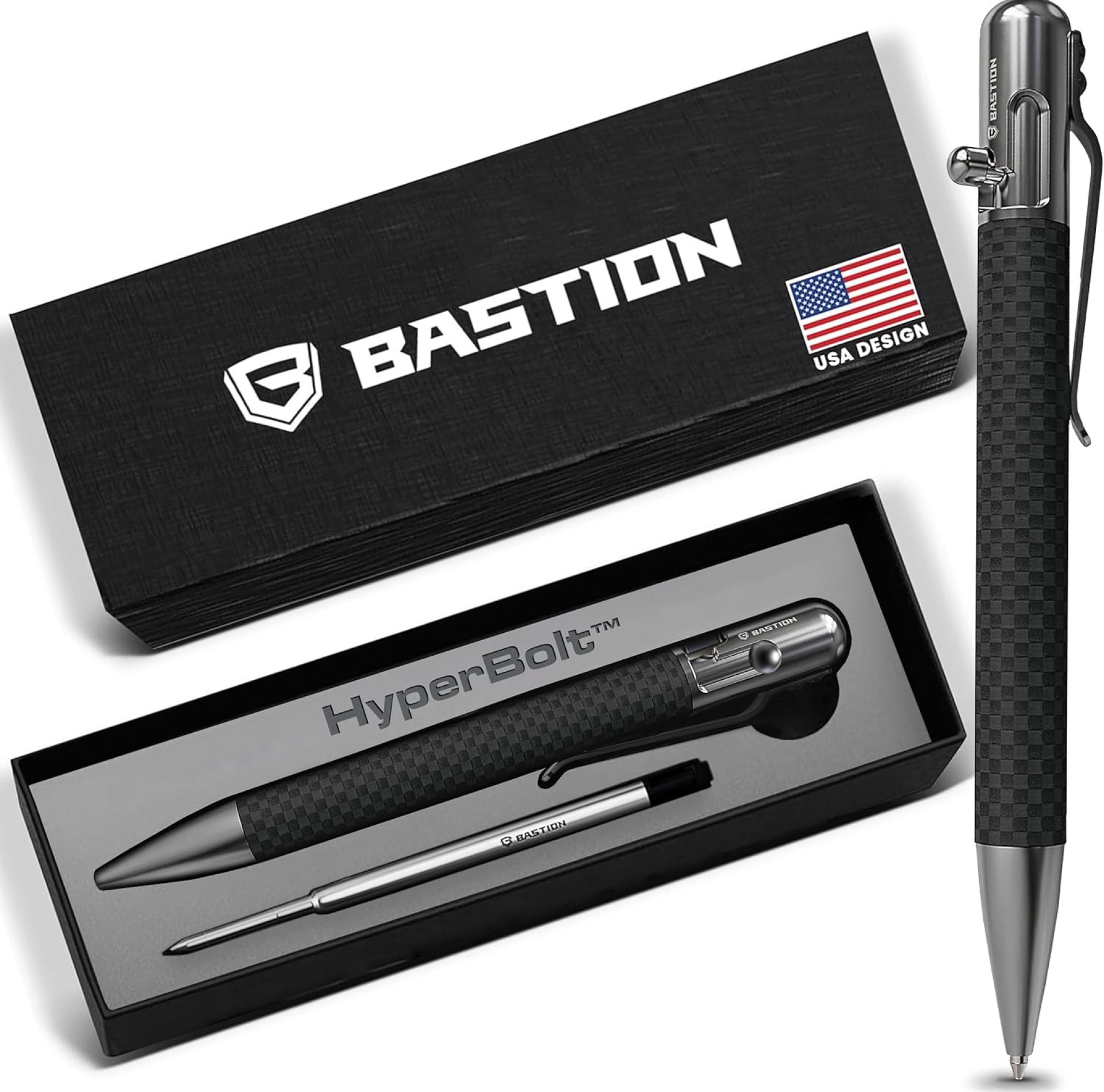 BASTION® Luxury Carbon Fiber Bolt Action Pen, Durable Professional Ballpoint Pen for Travel, School and Work Birthday Gift Idea – Carbon Fiber and Stainless Steel BASTION® Luxury Carbon Fiber Bolt Action Pen, Durable Professional Ballpoint Pen for Travel, School and Work Birthday Gift Idea – Carbon Fiber and Stainless Steel
