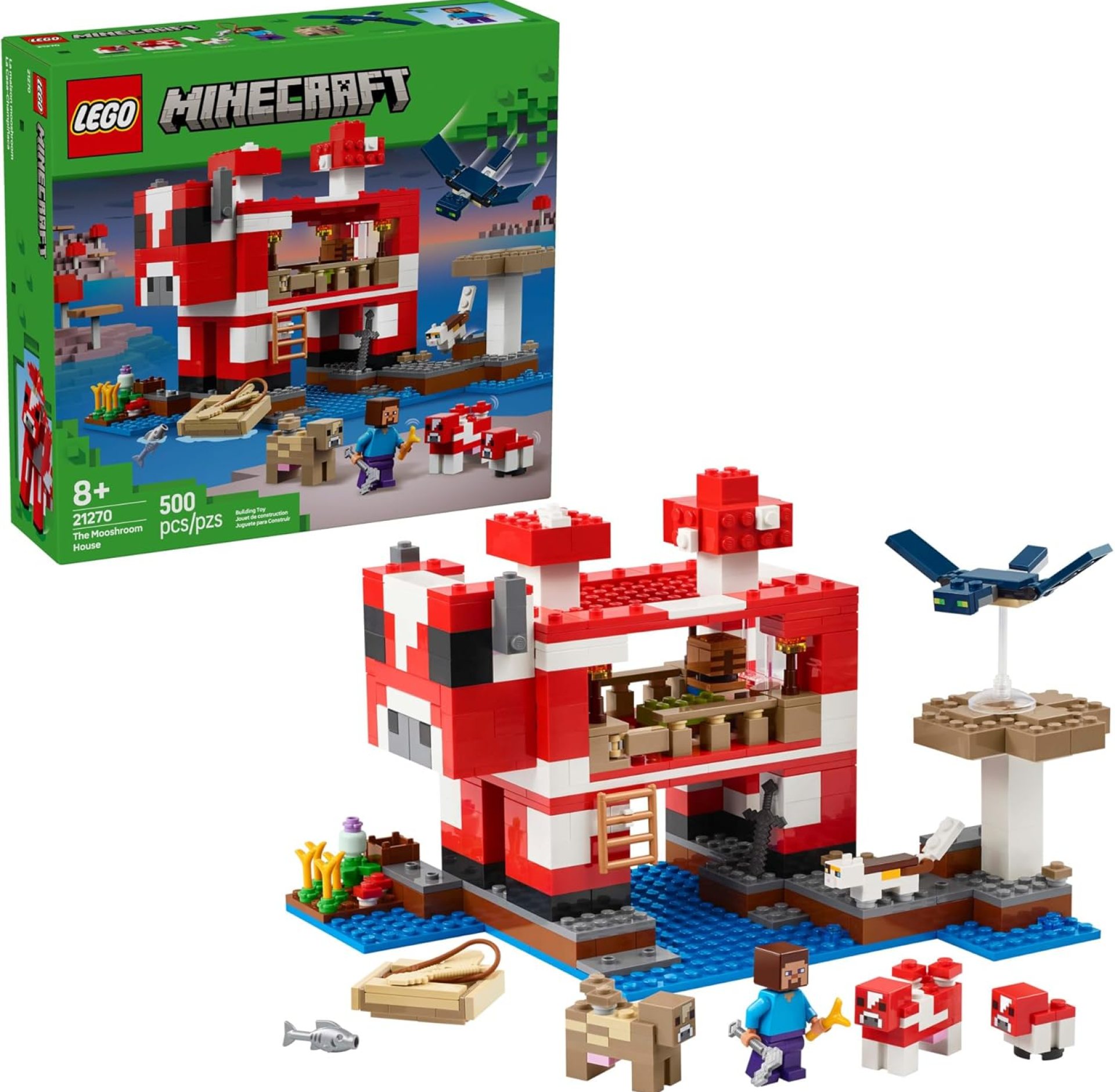 LEGO Minecraft The Mooshroom House Toy Figures and Playset – Building Minecraft Toy for Kids, Boys and Girls, Ages 8+ – with Steve and Other Figures for Pretend Play – Gift Idea for Birthdays – 21270 LEGO Minecraft The Mooshroom House Toy Figures and Playset – Building Minecraft Toy for Kids, Boys and Girls, Ages 8+ – with Steve and Other Figures for Pretend Play – Gift Idea for Birthdays – 21270