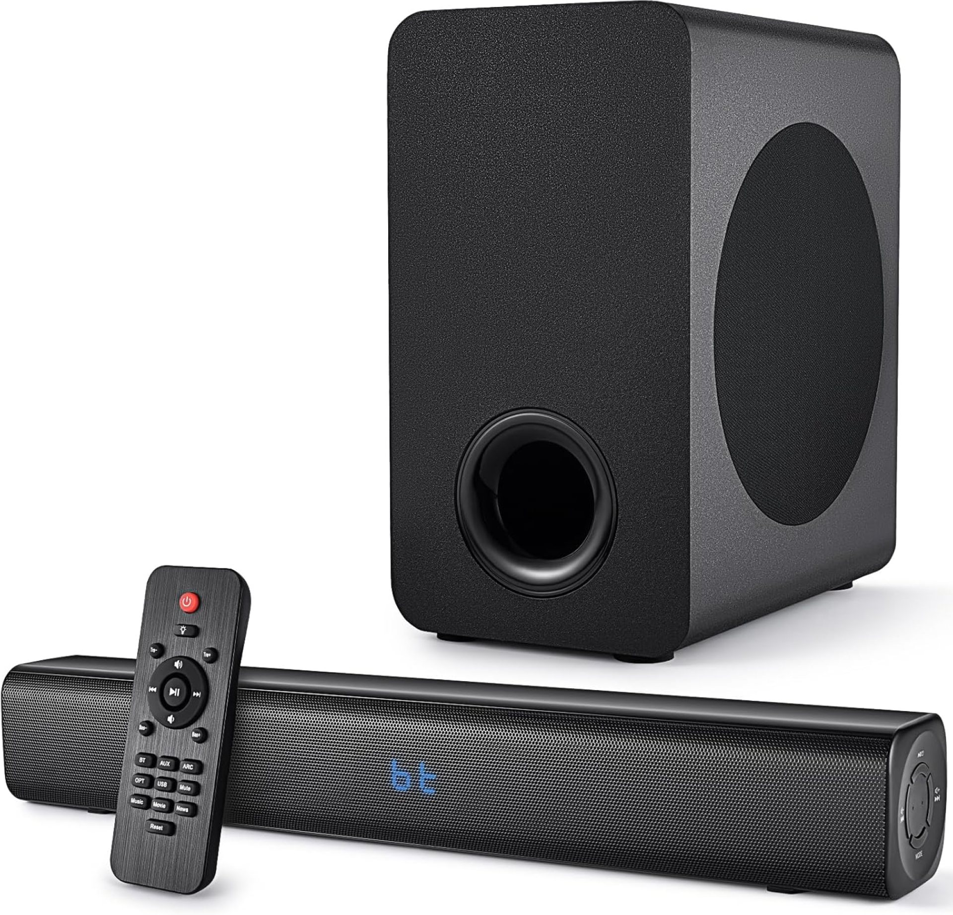 Sound Bar Speakers Bluetooth Wireless, TV Speakers Sound Bar Subwoofer, Home Theater Surround Sound Bar HDMI(ARC) Optical AUX USB 2.1ch Home Audio Sound System TV PC Wall Mount, Black Sound Bar Speakers Bluetooth Wireless, TV Speakers Sound Bar Subwoofer, Home Theater Surround Sound Bar HDMI(ARC) Optical AUX USB 2.1ch Home Audio Sound System TV PC Wall Mount, Black