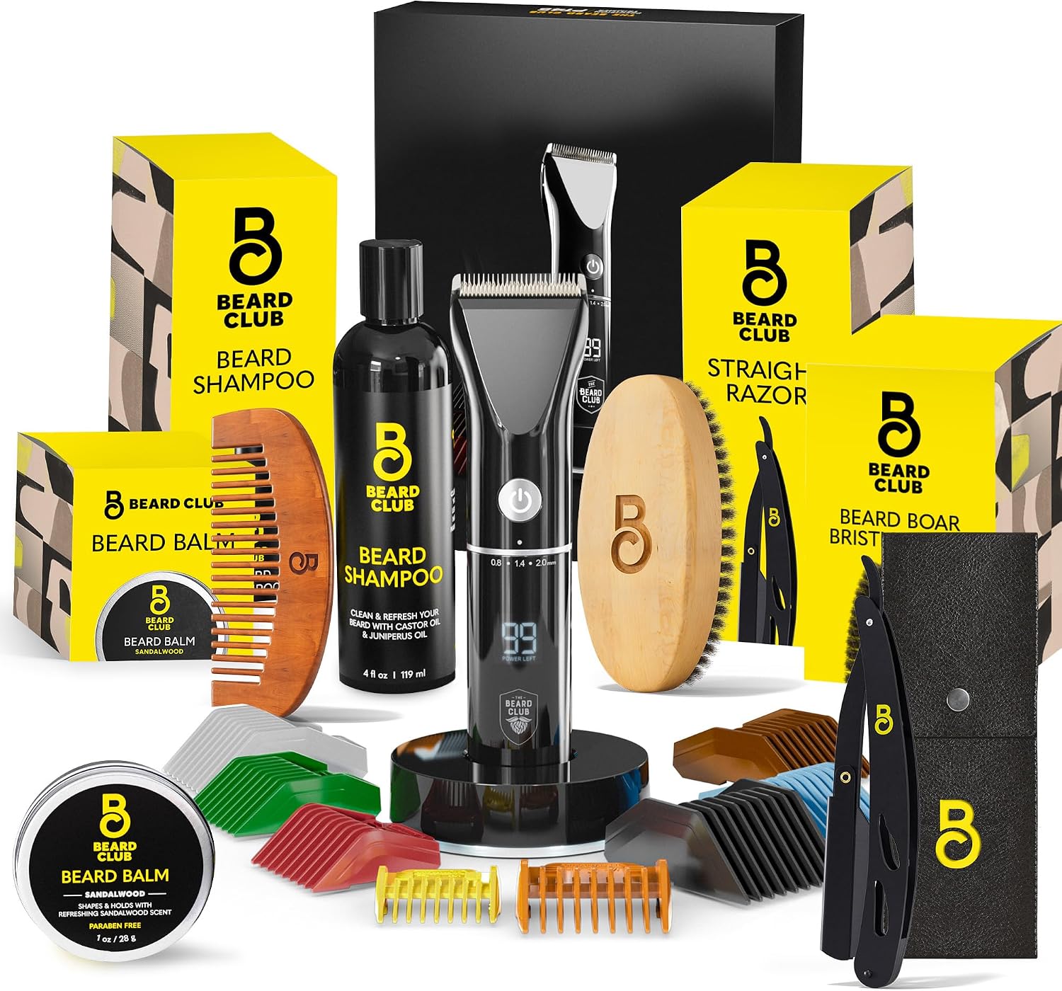 Beard Club Mens Grooming Kit with Beard Trimmer for Men, Professional Cordless Electric Rechargeable Hair & Mustache Trimmer, Straight Edge Razor, Shampoo, Balm, Brush & Comb Gift Set Beard Club Mens Grooming Kit with Beard Trimmer for Men, Professional Cordless Electric Rechargeable Hair & Mustache Trimmer, Straight Edge Razor, Shampoo, Balm, Brush & Comb Gift Set