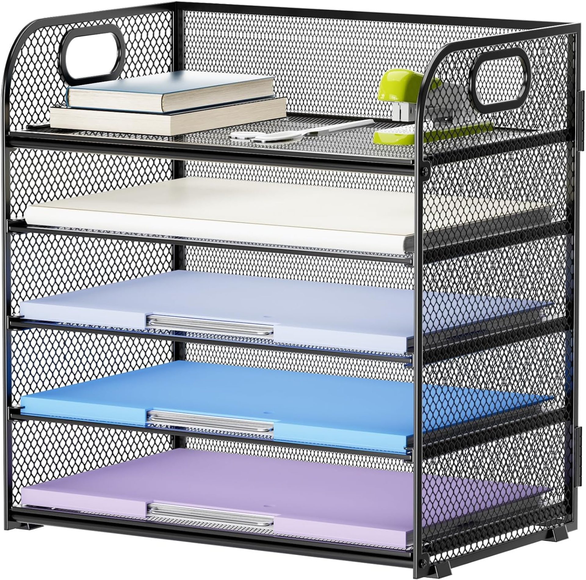 Marbrasse 5 Tier Paper Organizer Letter Tray, Mesh Desk File Organizer with Handle, Paper Sorter Desk Organizer for Home Office Supplies(Black) Marbrasse 5 Tier Paper Organizer Letter Tray, Mesh Desk File Organizer with Handle, Paper Sorter Desk Organizer for Home Office Supplies(Black)