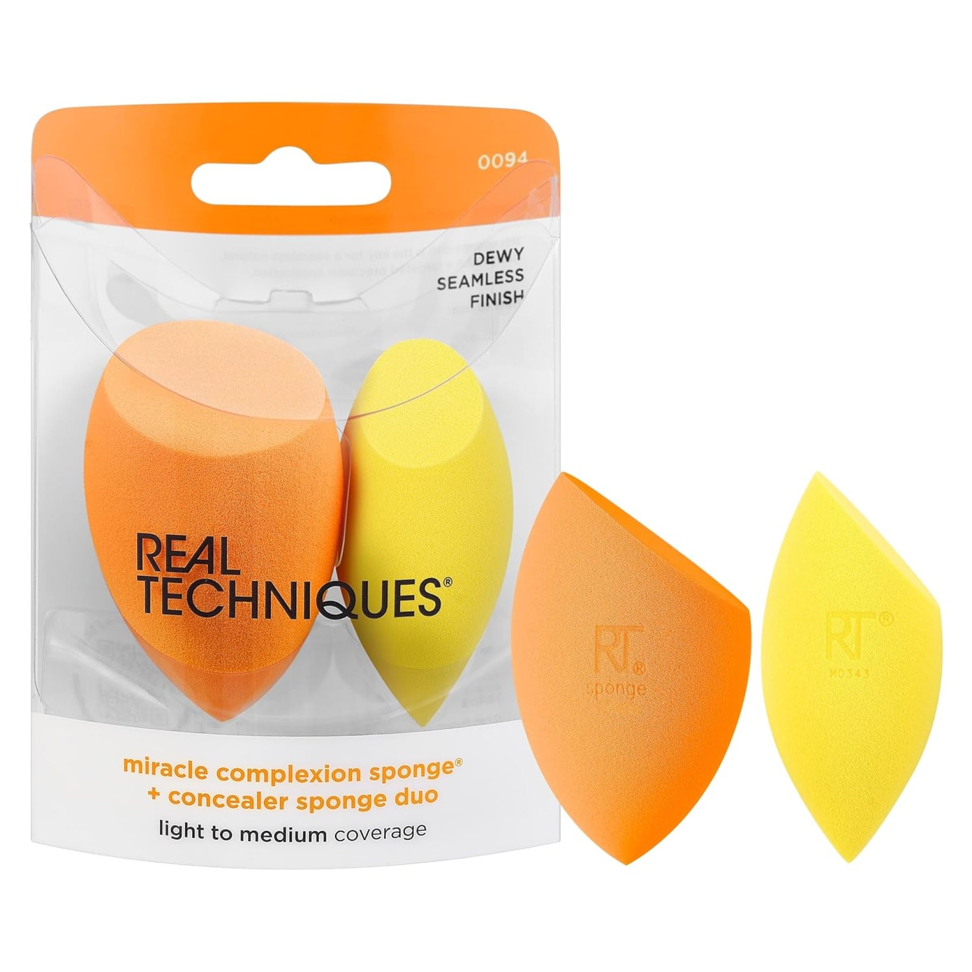 Real Techniques Miracle Complexion Sponge + Concealer Sponge Duo, Makeup Blending Sponges For Foundation & Concealer, Offers Light To Medium Coverage, Natural, Dewy Makeup, Latex-Free Foam 2 Count Real Techniques Miracle Complexion Sponge + Concealer Sponge Duo, Makeup Blending Sponges For Foundation & Concealer, Offers Light To Medium Coverage, Natural, Dewy Makeup, Latex-Free Foam 2 Count