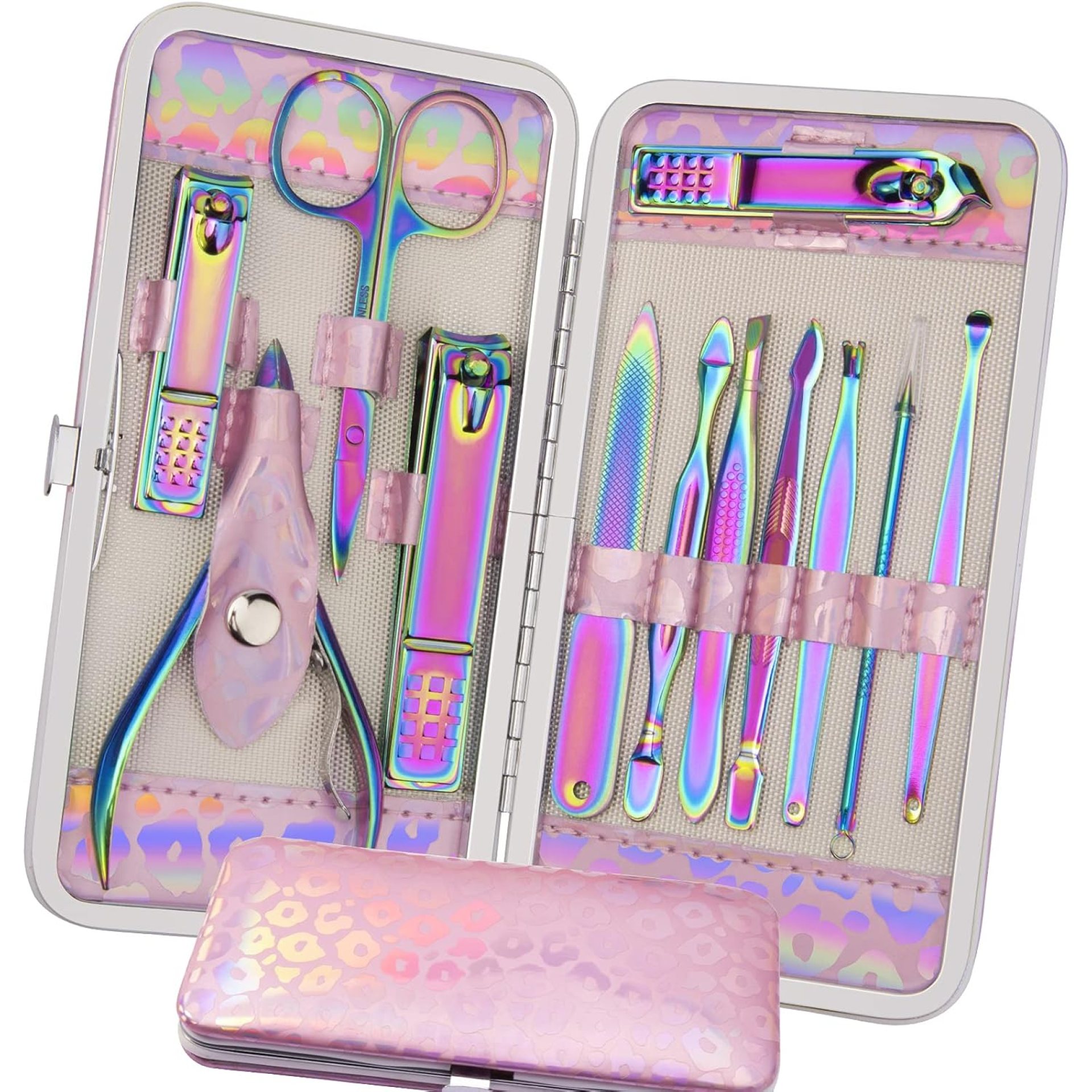 Manicure Set Nail Clippers Pedicure Kit – 12pcs Stainless Steel Nail Kit, Colorful Professional Nail Care Kit Nail Files & Scissors Tools for Hands Foot Facial – Pink Manicure Set Nail Clippers Pedicure Kit – 12pcs Stainless Steel Nail Kit, Colorful Professional Nail Care Kit Nail Files & Scissors Tools for Hands Foot Facial – Pink