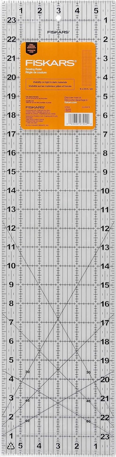 Fiskars Sewing Ruler (6″x 24″) – Sewing and Quilting Ruler with Gridlines – Arts and Craft Supplies – Clear/Black Fiskars Sewing Ruler (6″x 24″) – Sewing and Quilting Ruler with Gridlines – Arts and Craft Supplies – Clear/Black