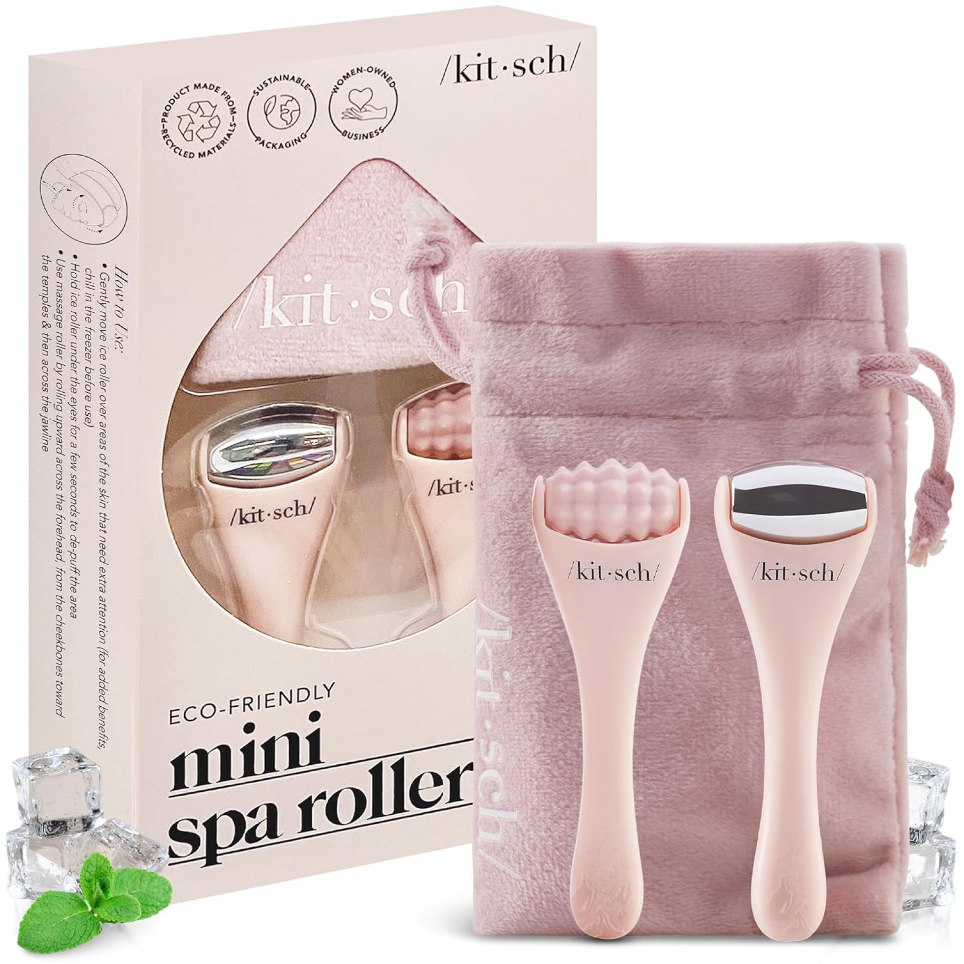 Kitsch Mini Facial Roller & Ice Face Roller Skin Care Tool Set for Women – Face Massager for Puffy Eyes, Cold Therapy, Lymphatic Drainage Massager, Self Care Gifts for Women & Men – Blush Kitsch Mini Facial Roller & Ice Face Roller Skin Care Tool Set for Women – Face Massager for Puffy Eyes, Cold Therapy, Lymphatic Drainage Massager, Self Care Gifts for Women & Men – Blush