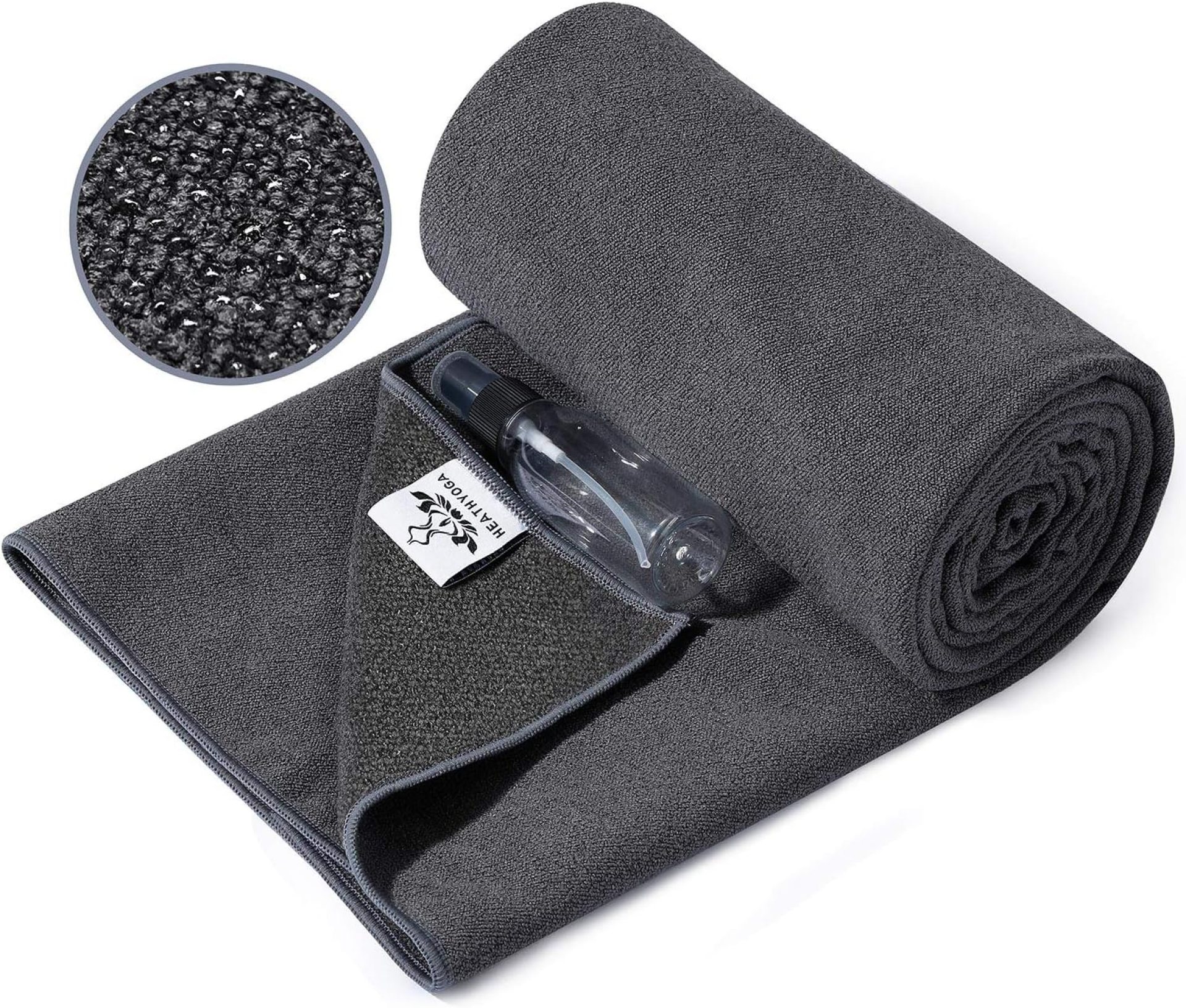 Heathyoga Hot Yoga Towel, Non Slip Yoga Mat Towel with Silicone Grip & Spray Bottle, 72″X26″ Yoga Towel, Soft Microfiber Yoga Mat Towel for Hot Yoga, Bikram, Pilates and Fitness Heathyoga Hot Yoga Towel, Non Slip Yoga Mat Towel with Silicone Grip & Spray Bottle, 72″X26″ Yoga Towel, Soft Microfiber Yoga Mat Towel for Hot Yoga, Bikram, Pilates and Fitness