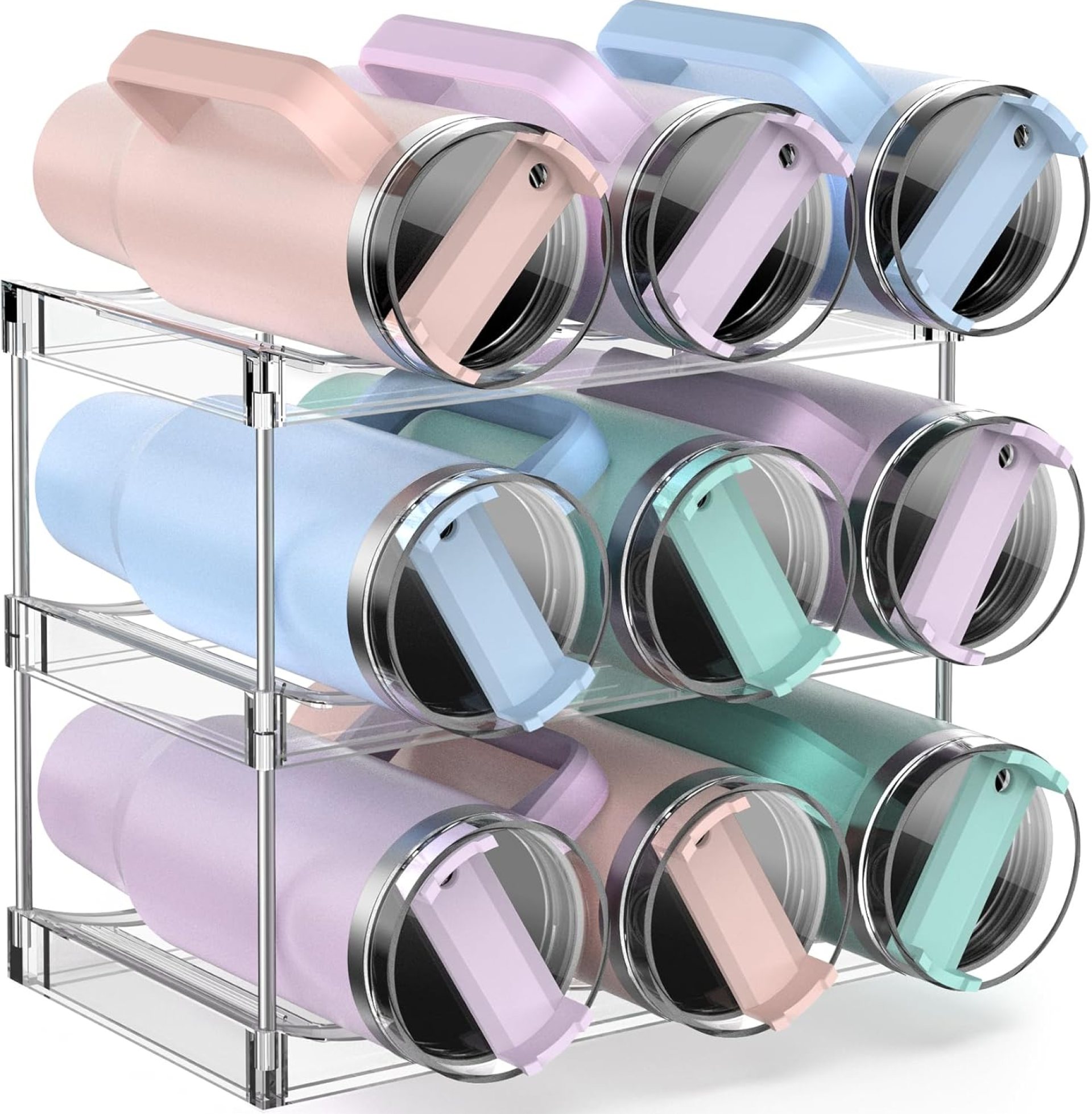 Water Bottle Organizer Stanley Cup Holder, 3-Tier Tumbler Storage, Stackable Water Bottle Holder for Kitchen Cabinet Pantry, Large Compartment fits 40 oz Tumblers, Stanley Accessories Water Bottle Organizer Stanley Cup Holder, 3-Tier Tumbler Storage, Stackable Water Bottle Holder for Kitchen Cabinet Pantry, Large Compartment fits 40 oz Tumblers, Stanley Accessories