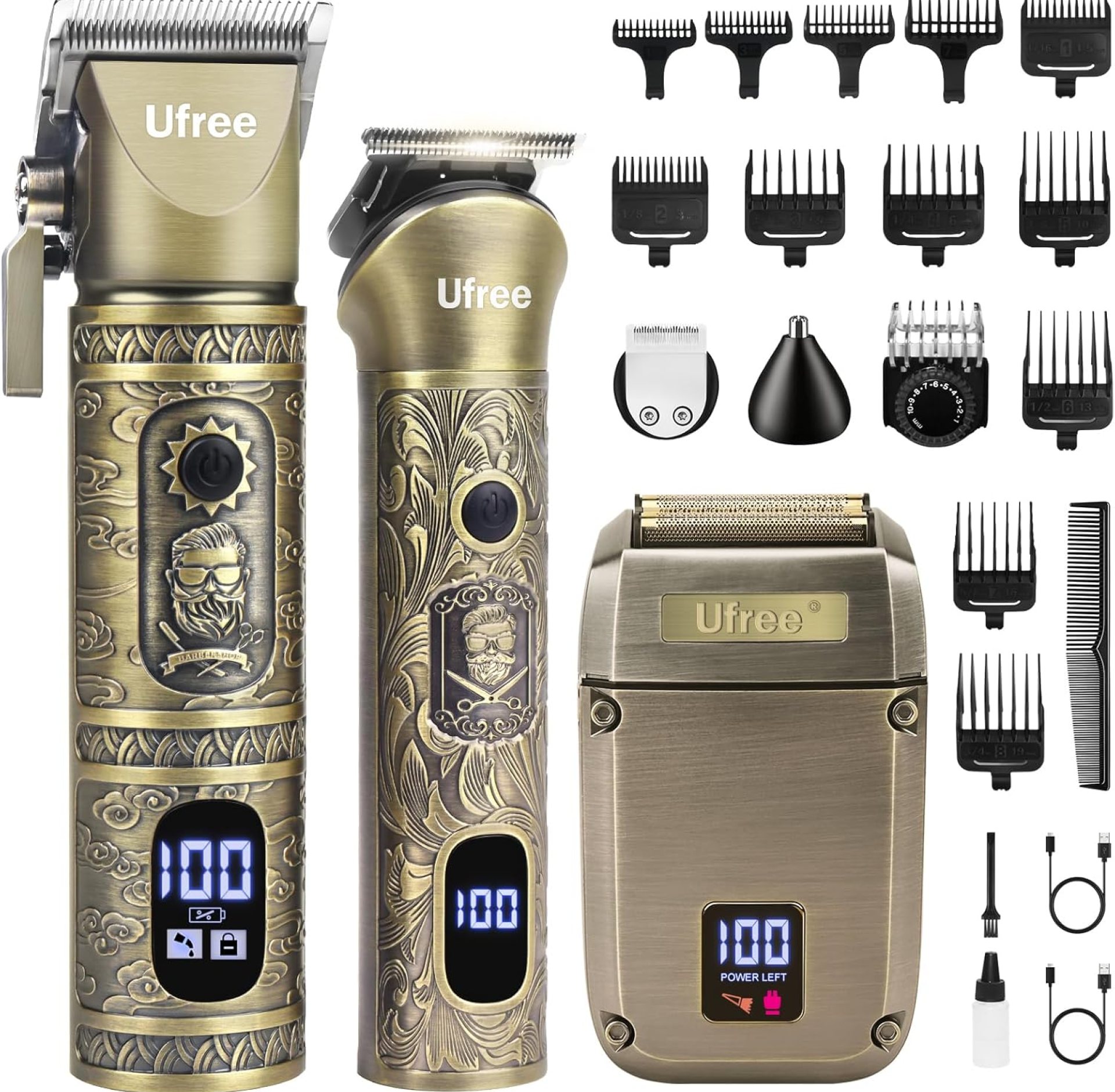 Ufree Beard Trimmer, Hair Clippers Mens Shaver Electric Razor, Hair Trimmer for Men Cordless Barber Clippers and Trimmers Set, Hair Cutting Kit for Men Grooming Gifts Ufree Beard Trimmer, Hair Clippers Mens Shaver Electric Razor, Hair Trimmer for Men Cordless Barber Clippers and Trimmers Set, Hair Cutting Kit for Men Grooming Gifts
