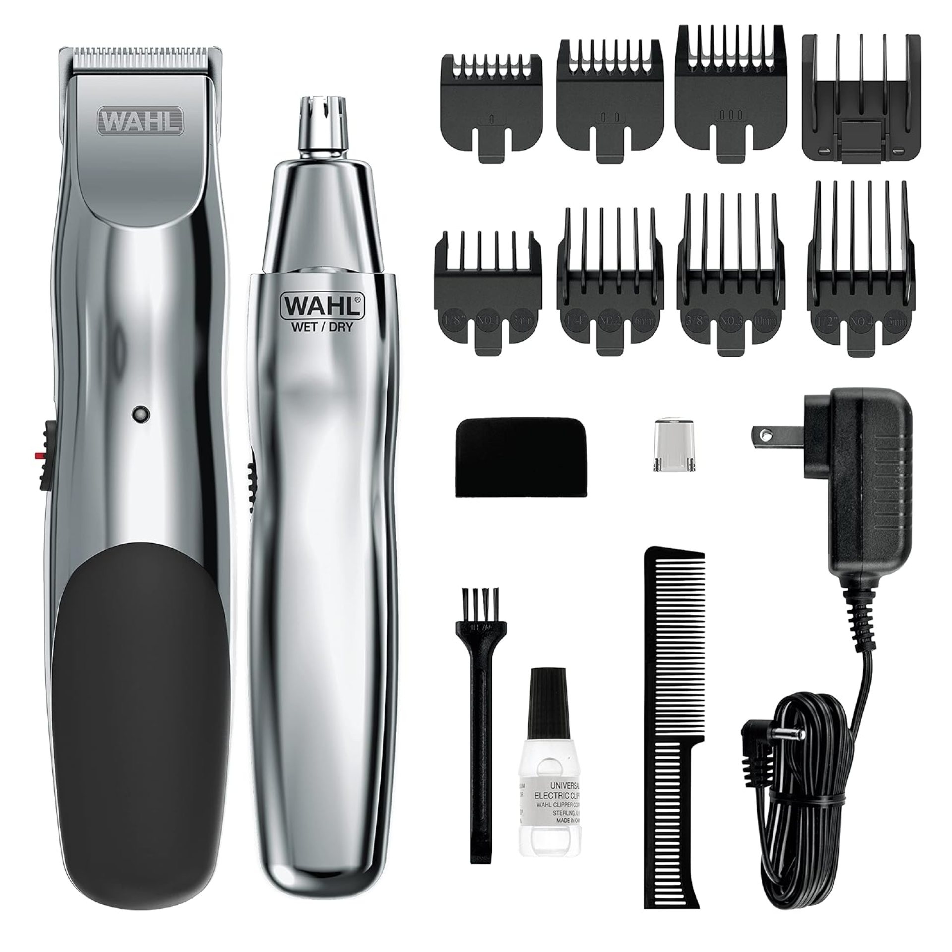 Wahl Groomsman Rechargeable Beard Trimmer kit for Mustaches, Nose Hair, and Light Detailing and Grooming with Bonus Wet/Dry Battery Nose Trimmer – Model 5622v Wahl Groomsman Rechargeable Beard Trimmer kit for Mustaches, Nose Hair, and Light Detailing and Grooming with Bonus Wet/Dry Battery Nose Trimmer – Model 5622v