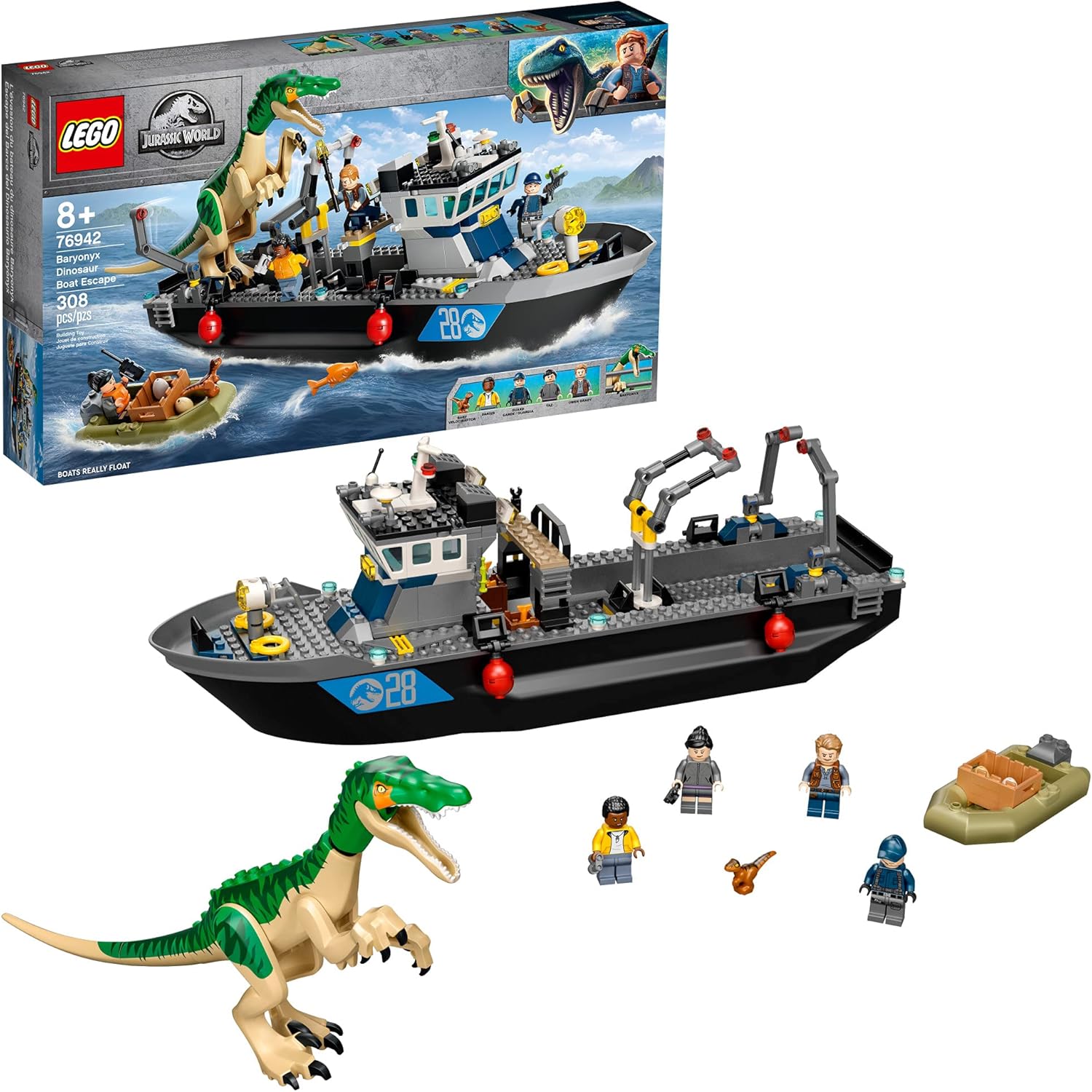 LEGO Jurassic World Baryonyx Dinosaur Boat Escape 76942 Building Kit; Cool Toy Playset for Creative Kids; New 2021 (308 Pieces) LEGO Jurassic World Baryonyx Dinosaur Boat Escape 76942 Building Kit; Cool Toy Playset for Creative Kids; New 2021 (308 Pieces)