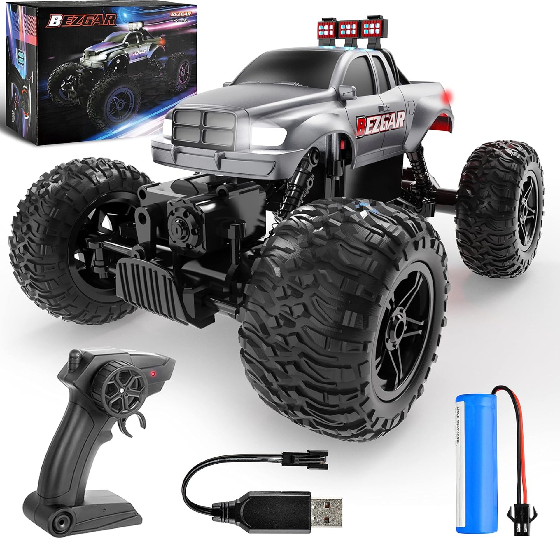 BEZGAR Remote Control Monster Trucks for Boys Age 4-7 – 1:14 All Terrain Rc Truck for Kids with Rechargeable Battery, 2.4GHz Remote Control Cars for 8-12 Year Old Boys Girls, Monster Trucks Toys BEZGAR Remote Control Monster Trucks for Boys Age 4-7 – 1:14 All Terrain Rc Truck for Kids with Rechargeable Battery, 2.4GHz Remote Control Cars for 8-12 Year Old Boys Girls, Monster Trucks Toys