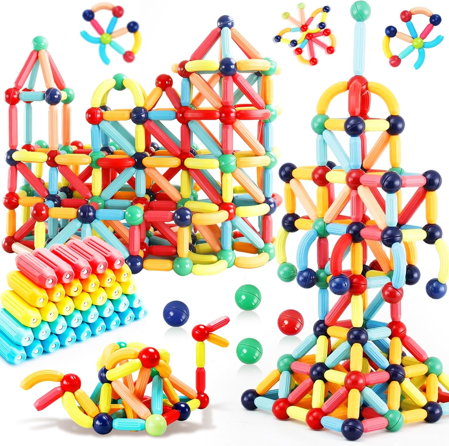 64PCS Magnetic Building Blocks, Montessori Magnet Toys for Kids Toddlers, STEM Learning Toys for Boys and Girls, Creativity Kids Game 64PCS Magnetic Building Blocks, Montessori Magnet Toys for Kids Toddlers, STEM Learning Toys for Boys and Girls, Creativity Kids Game