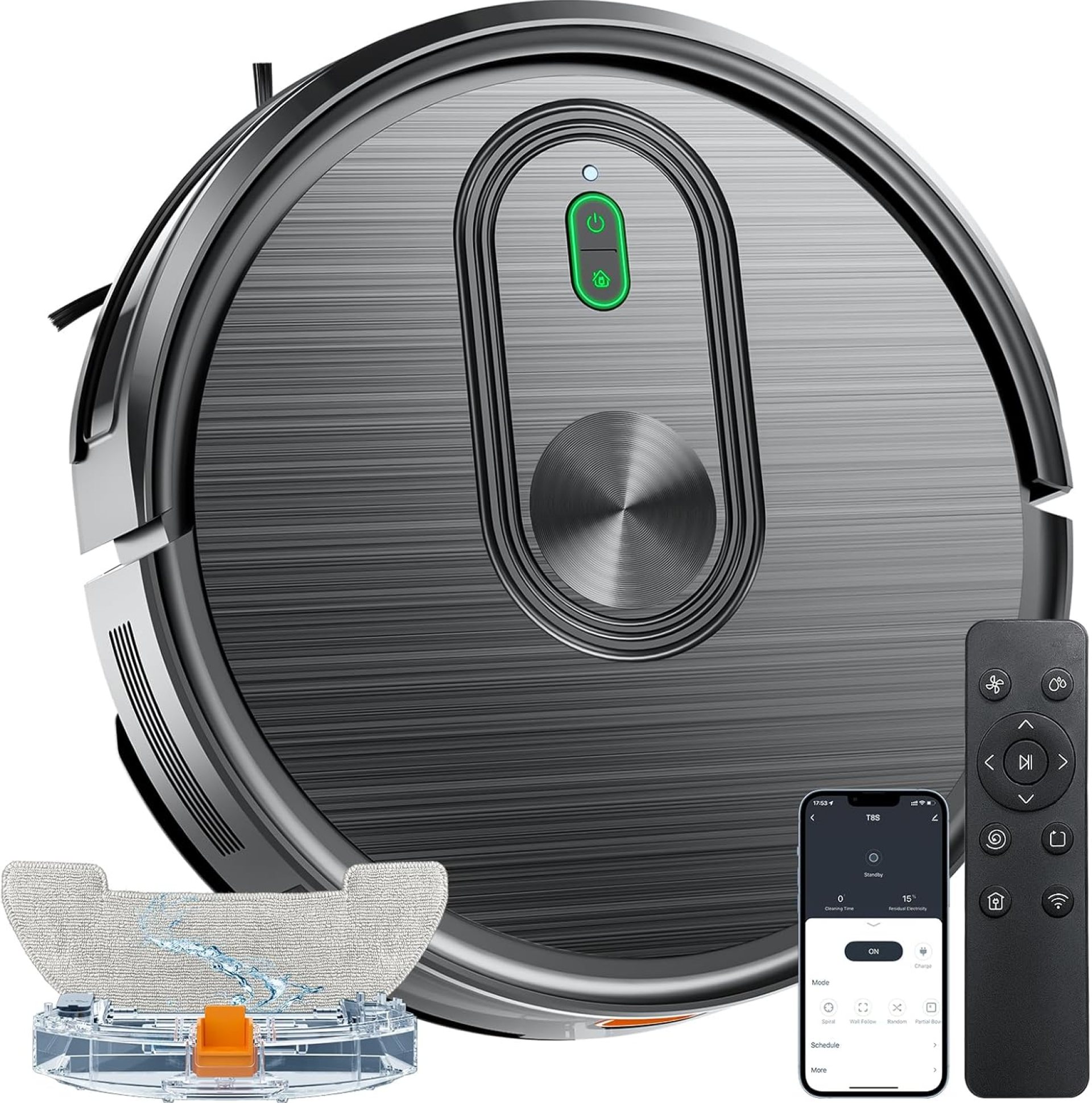 Robot Vacuum and Mop Combo, Vacuuming & Mopping 2 in 1 Robot 3200Pa Max Suction,with Schedule, App/Bluetooth/Voice, Self-Charging Robot Vacuum Cleaner, Slim, Ideal for Pet Hair, Hard Floor, Carpet Robot Vacuum and Mop Combo, Vacuuming & Mopping 2 in 1 Robot 3200Pa Max Suction,with Schedule, App/Bluetooth/Voice, Self-Charging Robot Vacuum Cleaner, Slim, Ideal for Pet Hair, Hard Floor, Carpet
