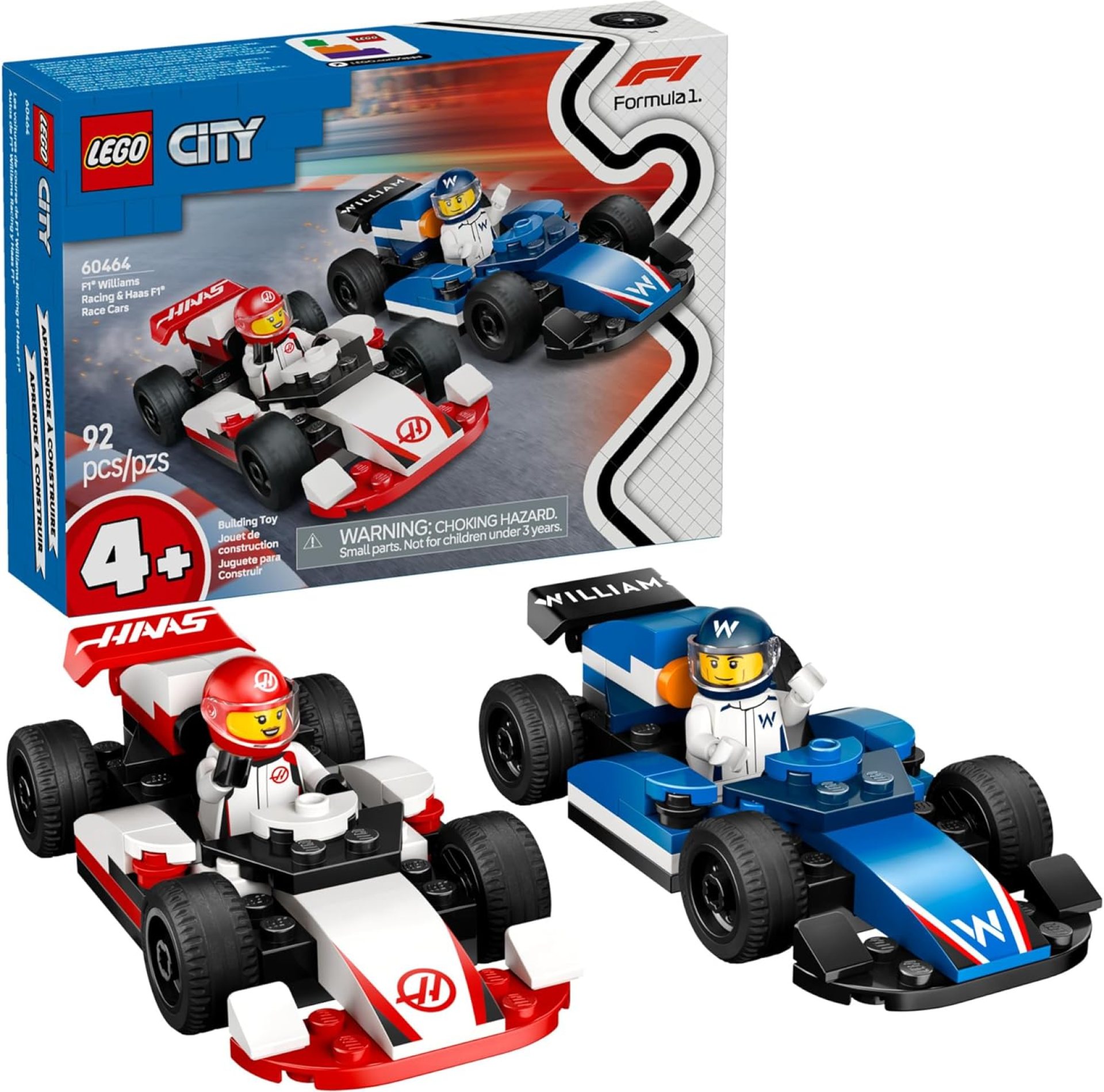LEGO City F1 Williams Racing & Haas F1 Race Car Toys – Car Building Toy Set for Kids, Boys and Girls, Ages 4+ – F1 Preschool Toy for Fans – Gift Idea for Birthdays – 60464 LEGO City F1 Williams Racing & Haas F1 Race Car Toys – Car Building Toy Set for Kids, Boys and Girls, Ages 4+ – F1 Preschool Toy for Fans – Gift Idea for Birthdays – 60464