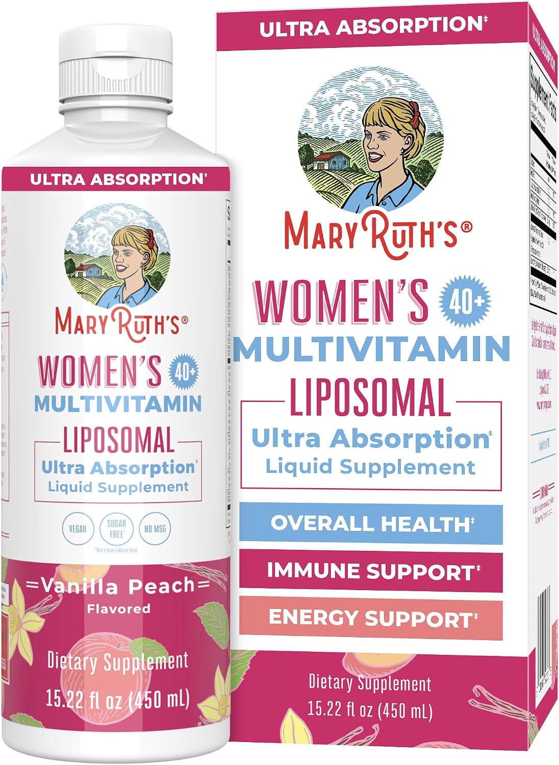 MaryRuth Organics Multivitamin for Women 40+, Womens Multivitamin Liposomal, Immune Support Supplement, Energy Supplements & Sleep Aid, Vegan, Sugar Free, Non-GMO, 15.22 Fl Oz MaryRuth Organics Multivitamin for Women 40+, Womens Multivitamin Liposomal, Immune Support Supplement, Energy Supplements & Sleep Aid, Vegan, Sugar Free, Non-GMO, 15.22 Fl Oz