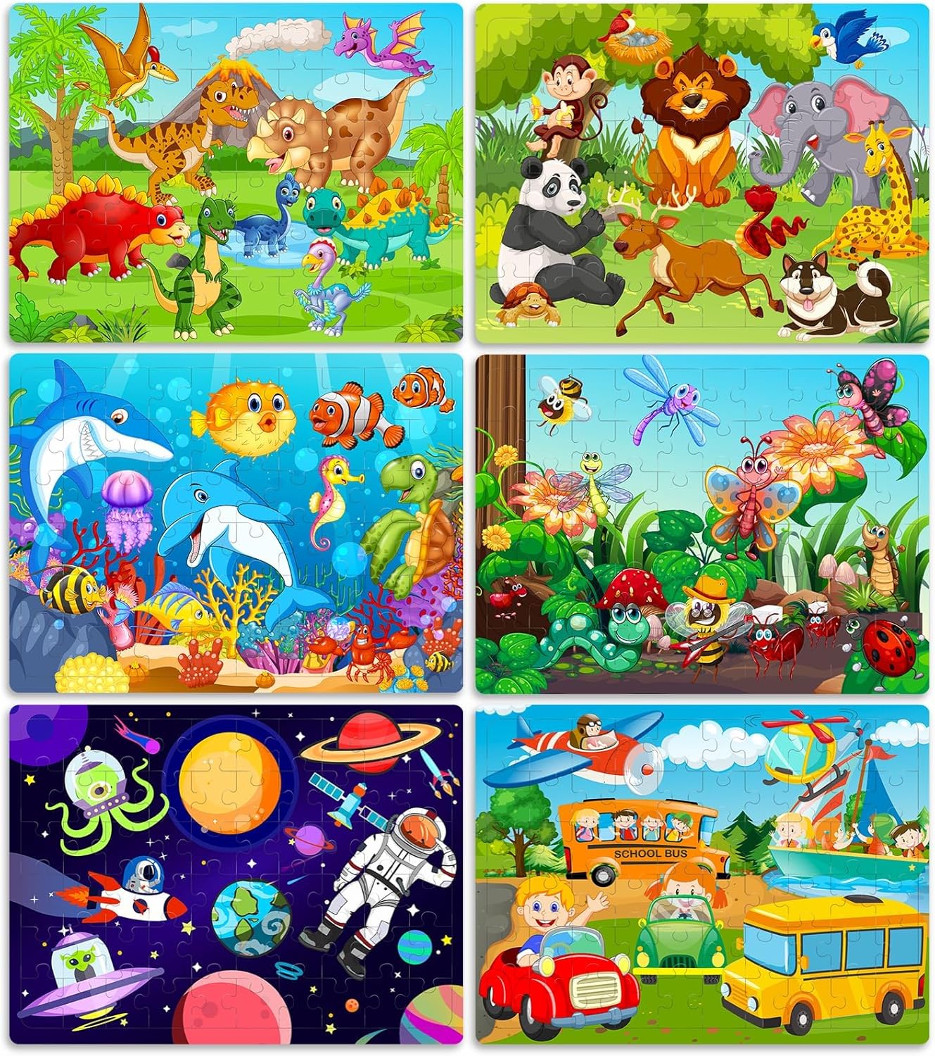Roberly Wooden Puzzles for Kids Ages 4-8, 60 Pieces Jigsaw for Kids 3 4 5 6 7 8 Preschool Learning Educational Puzzle Toys Set for Boys Girls – Dinosaur, Ocean, Animal, Insect, Space, Vehicles Roberly Wooden Puzzles for Kids Ages 4-8, 60 Pieces Jigsaw for Kids 3 4 5 6 7 8 Preschool Learning Educational Puzzle Toys Set for Boys Girls – Dinosaur, Ocean, Animal, Insect, Space, Vehicles