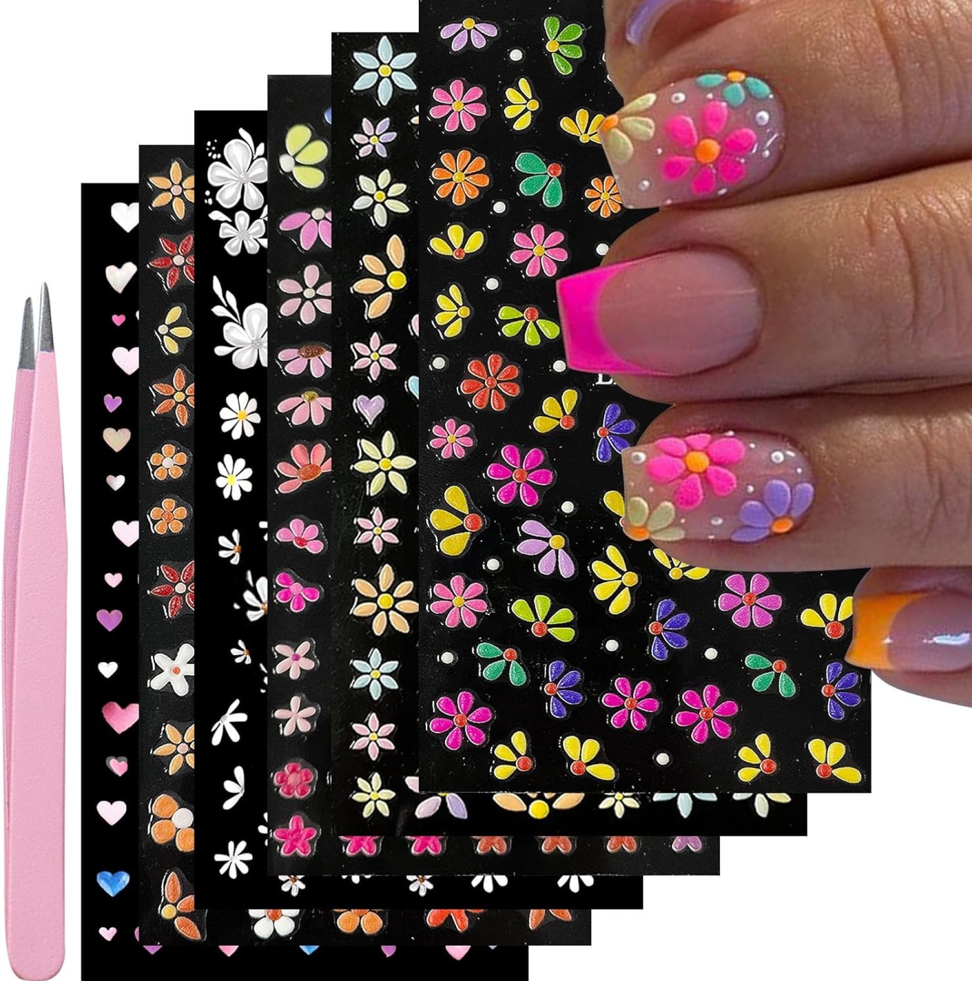 Nail Art Stickers Decals 5D Embossed Flower Nail Decals Self Adhesive Spring Summer Heart Daisy Nail Supplies 3D Nail Design for Women Nail Decoration Colorful Flower Nail Stickers Nail Art Stickers Decals 5D Embossed Flower Nail Decals Self Adhesive Spring Summer Heart Daisy Nail Supplies 3D Nail Design for Women Nail Decoration Colorful Flower Nail Stickers