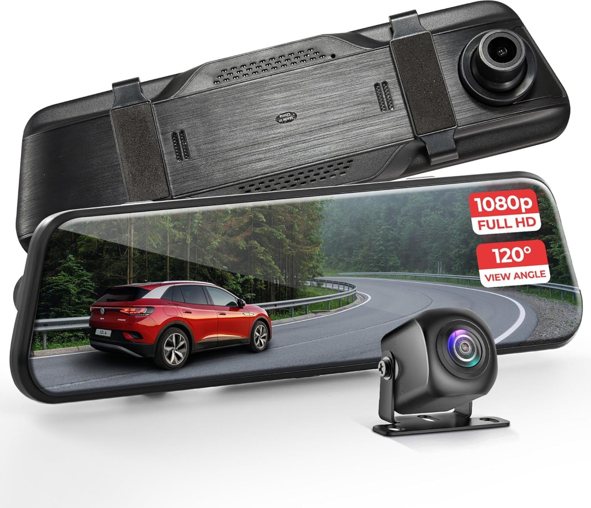 Pyle Dual Dash Cam Rearview Mirror, 1080p Full HD Front and Rear Car Camera with Night Vision, G-Sensor, Loop Recording, 9.66” Touchscreen, Backup Cam, Motion Detection, Wide-Angle Lens, 12″ x 2″ x 3″ Pyle Dual Dash Cam Rearview Mirror, 1080p Full HD Front and Rear Car Camera with Night Vision, G-Sensor, Loop Recording, 9.66” Touchscreen, Backup Cam, Motion Detection, Wide-Angle Lens, 12″ x 2″ x 3″