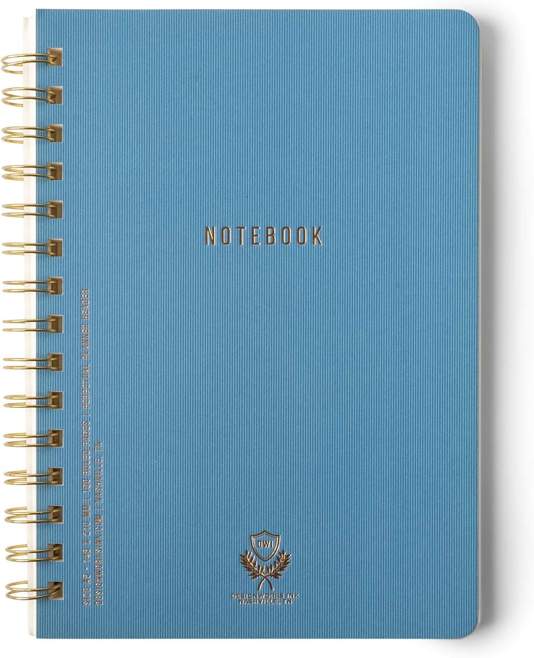 DesignWorks Ink 6″ x 8.25″ Classic Blue Textured Paper Twin Wire Spiral Notebook Journal with 160 Lined Pages for Work, Writing, Journaling DesignWorks Ink 6″ x 8.25″ Classic Blue Textured Paper Twin Wire Spiral Notebook Journal with 160 Lined Pages for Work, Writing, Journaling