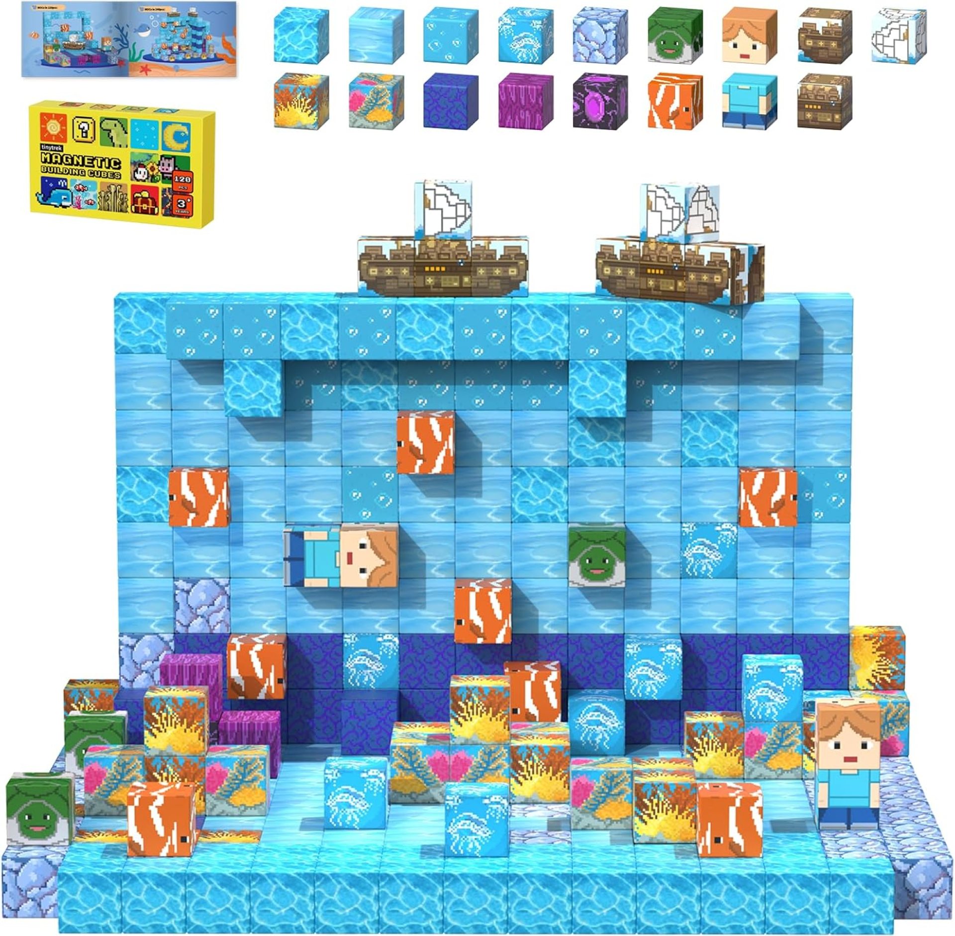 Magnetic Blocks-120PCS Ocean Quest Set,Magnetic Building Blocks Kids Toys for Ages 3 4 5 6 7 8-13 Birthday Gifts,STEM Montessori Sensory Toys for 3+ Years Old Boys & Girls Magnetic Blocks-120PCS Ocean Quest Set,Magnetic Building Blocks Kids Toys for Ages 3 4 5 6 7 8-13 Birthday Gifts,STEM Montessori Sensory Toys for 3+ Years Old Boys & Girls