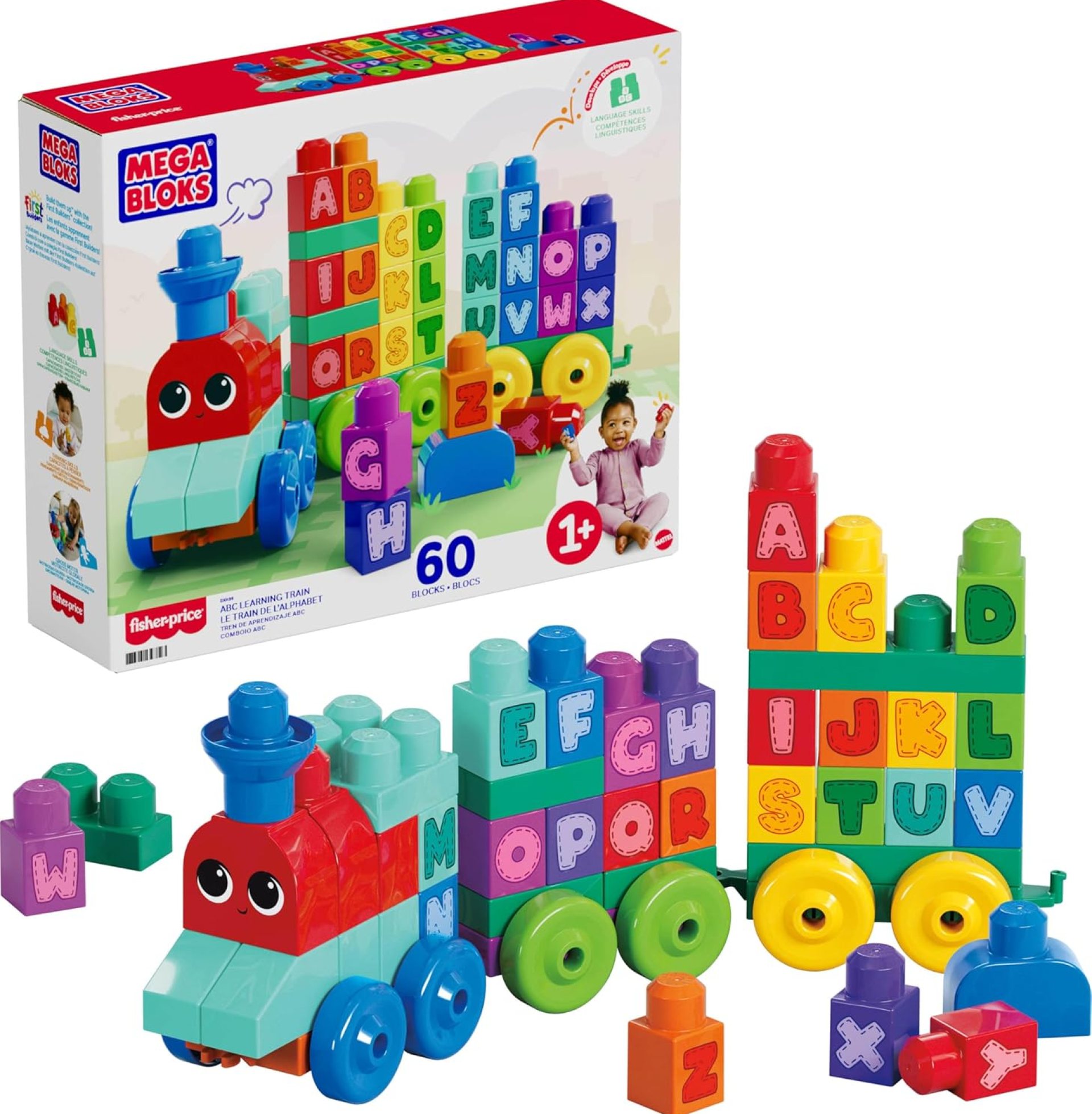 MEGA BLOKS First Builders Toddler Building Blocks Toy Set, ABC Learning Train with 60 Pieces, Ages 1+ Years (Amazon Exclusive) MEGA BLOKS First Builders Toddler Building Blocks Toy Set, ABC Learning Train with 60 Pieces, Ages 1+ Years (Amazon Exclusive)
