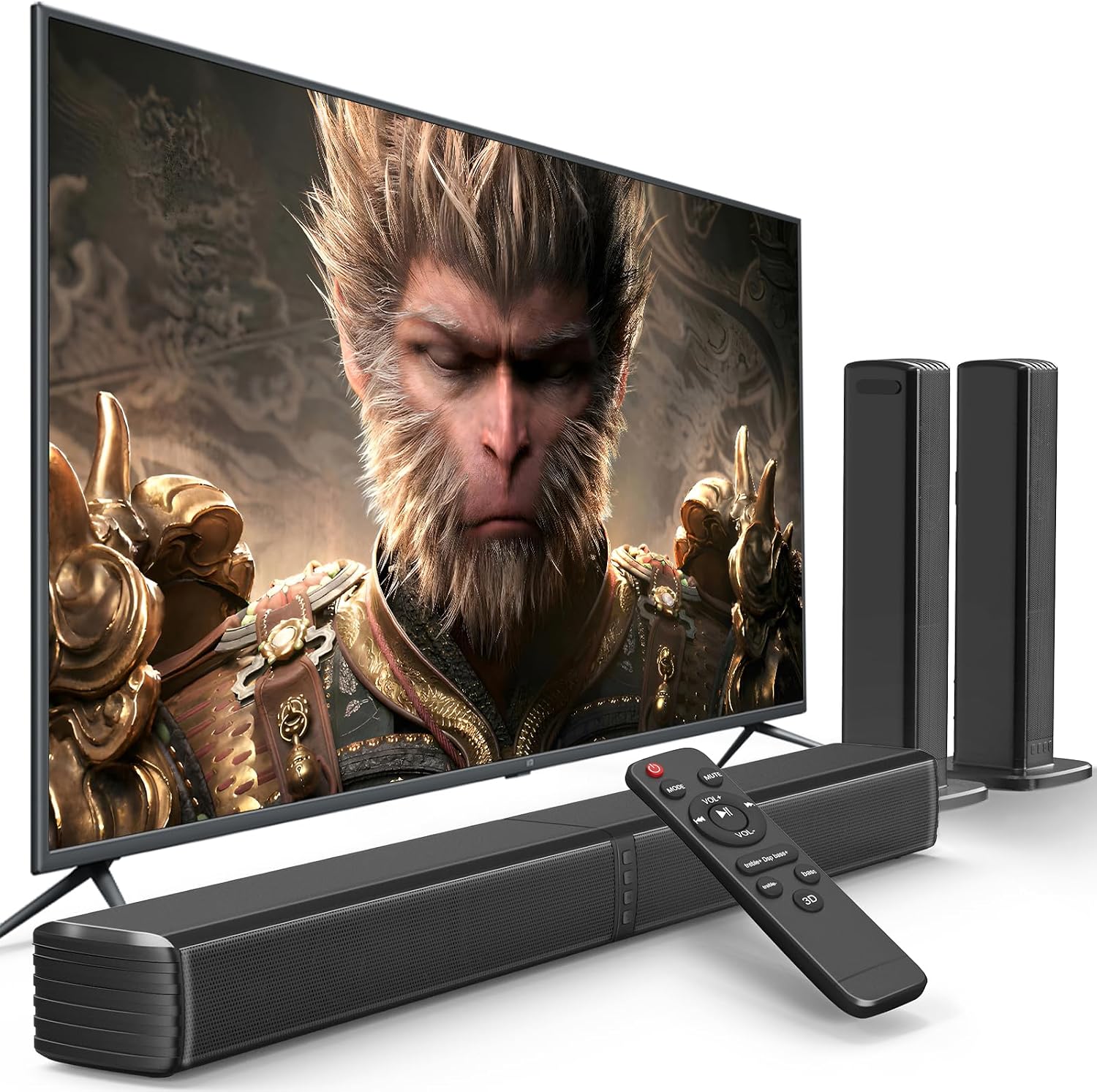 Sound Bar, Bass Speakers for Smart TV with Dual Subwoofer 3D Surround Sound System, 32 Inch 2.2CH Home Theater Audio Soundbar, HDMI ARC Connection, 2 in 1 Detachable & Wall Mountable Sound Bar, Bass Speakers for Smart TV with Dual Subwoofer 3D Surround Sound System, 32 Inch 2.2CH Home Theater Audio Soundbar, HDMI ARC Connection, 2 in 1 Detachable & Wall Mountable