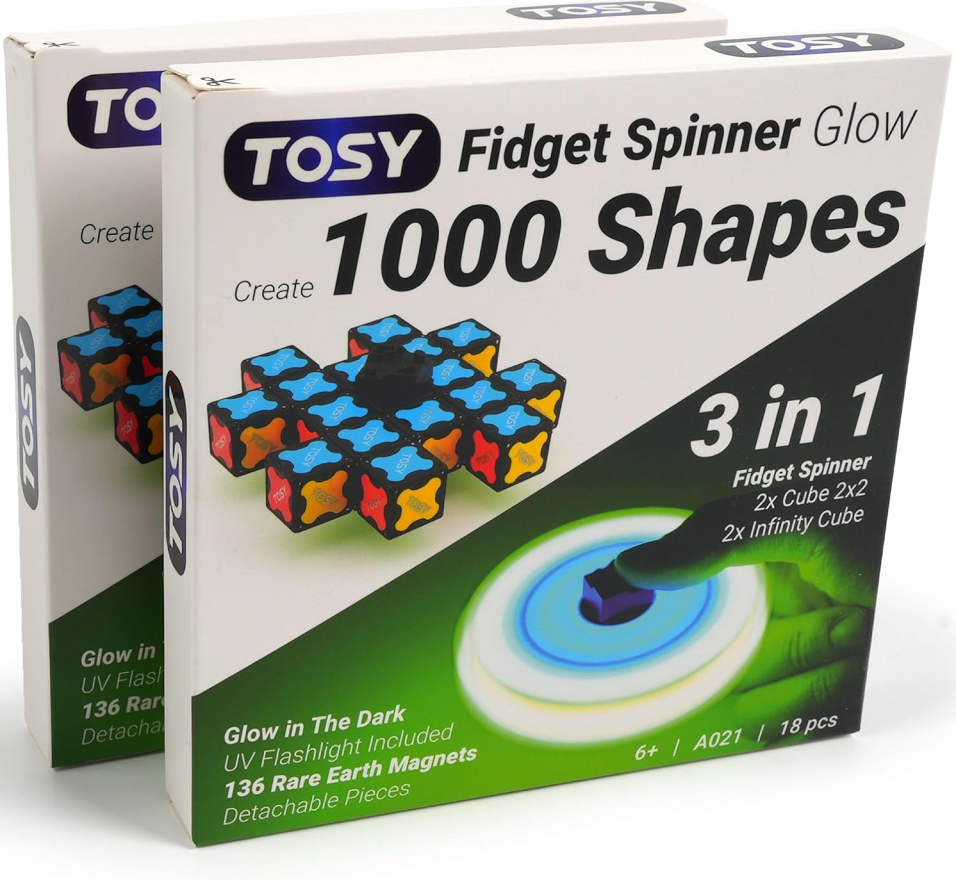 TOSY Magnet Fidget Spinner Glow – 16 Blocks, 3 in 1 Toy: Transformable Fidget Spinner, Infinity Cube, 2×2 Puzzle Cube, Glow, STEM/STEAM Magnet Tiles Birthday Gift for Kids/Boys/Girls/Adults, 2-Pack TOSY Magnet Fidget Spinner Glow – 16 Blocks, 3 in 1 Toy: Transformable Fidget Spinner, Infinity Cube, 2×2 Puzzle Cube, Glow, STEM/STEAM Magnet Tiles Birthday Gift for Kids/Boys/Girls/Adults, 2-Pack