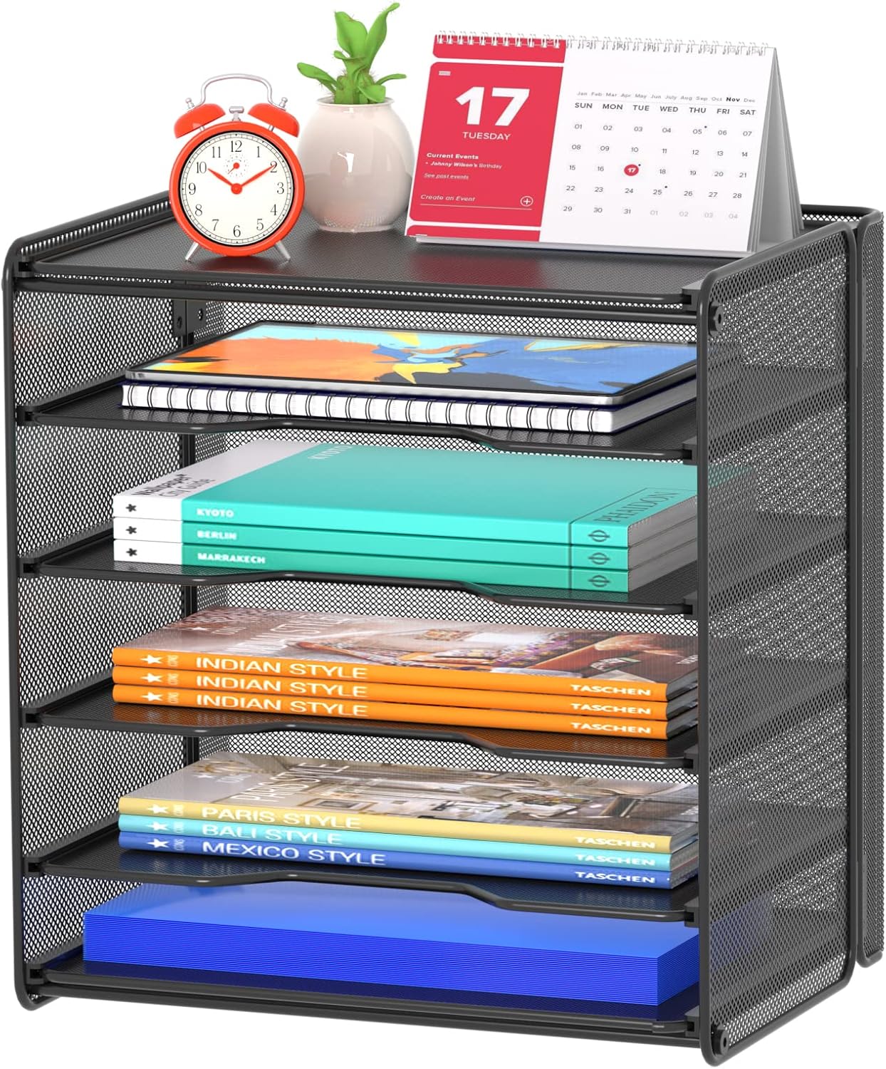 Samstar Letter Tray Paper Organizer, Mesh Desk File Organizer with 5 Tier Shelves and Sorter, Black Samstar Letter Tray Paper Organizer, Mesh Desk File Organizer with 5 Tier Shelves and Sorter, Black