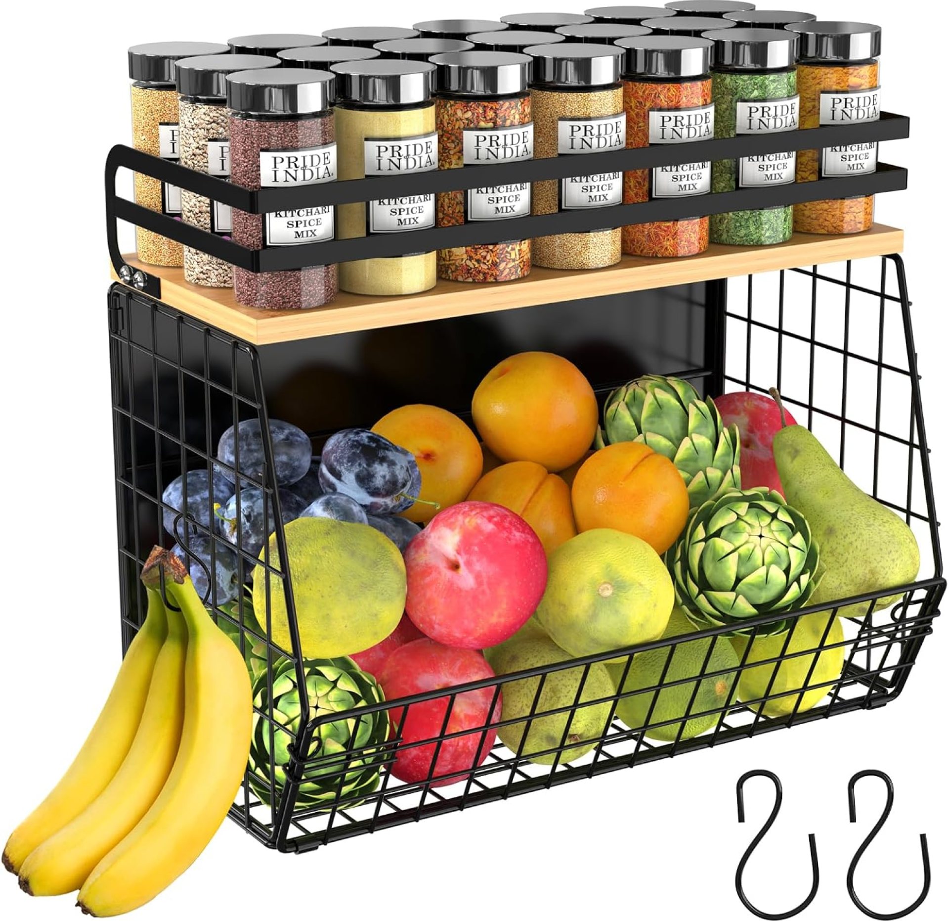 Magnetic Shelf for Fridge with Wood Lid, Fruit Potato & Onion Storage Bins, Magnetic Spice Rack for Refrigerator Pantry Organizer & Storage, Large Container for Refrigerator, Kitchen Counter & Laundry Magnetic Shelf for Fridge with Wood Lid, Fruit Potato & Onion Storage Bins, Magnetic Spice Rack for Refrigerator Pantry Organizer & Storage, Large Container for Refrigerator, Kitchen Counter & Laundry