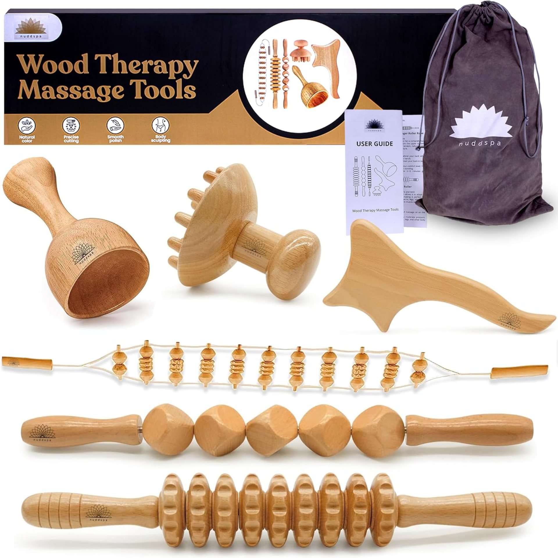 Wood Therapy Massage Tools 6-in-1, Lymphatic Drainage Massager, Maderoterapia Kit – Anti Cellulite Complete Body Sculpting Tools for Total Relaxation & Relief – Massager Tool for Anti Aging Wood Therapy Massage Tools 6-in-1, Lymphatic Drainage Massager, Maderoterapia Kit – Anti Cellulite Complete Body Sculpting Tools for Total Relaxation & Relief – Massager Tool for Anti Aging